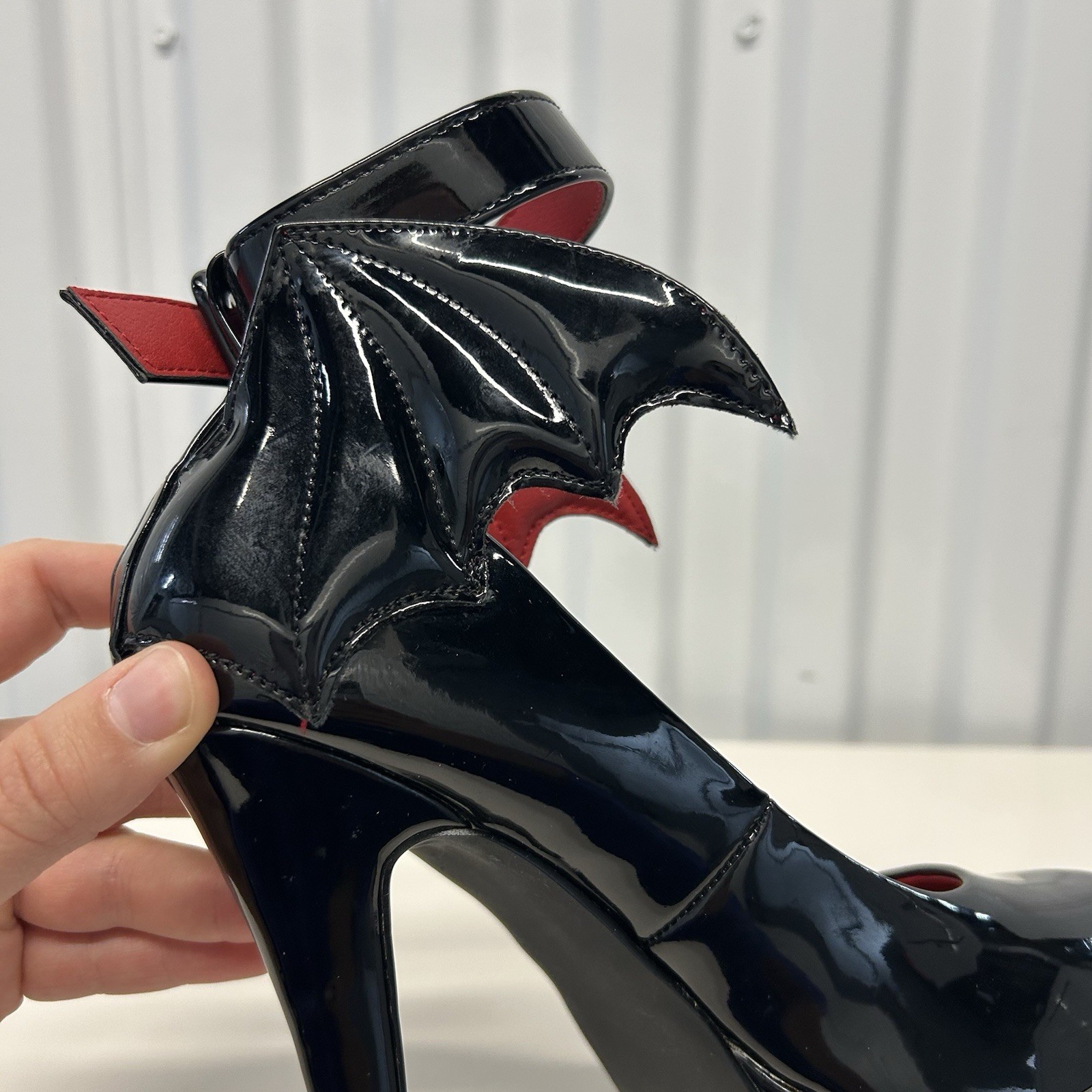 Killstar Cemetery Lane Black Bat Wing High Heels Faux Leather Women’s US Sz 5