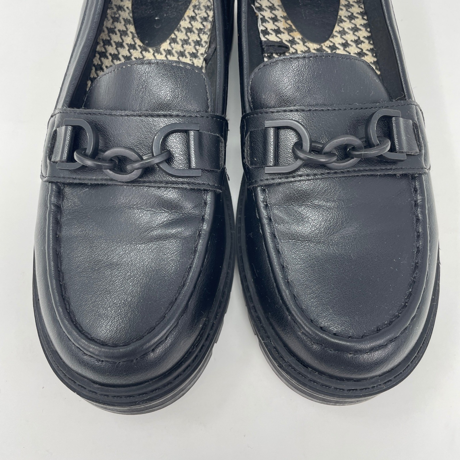 Seychelles Betty 2 Black Lug Loafer Matte Chain Houndstooth Dark Academia 7W
