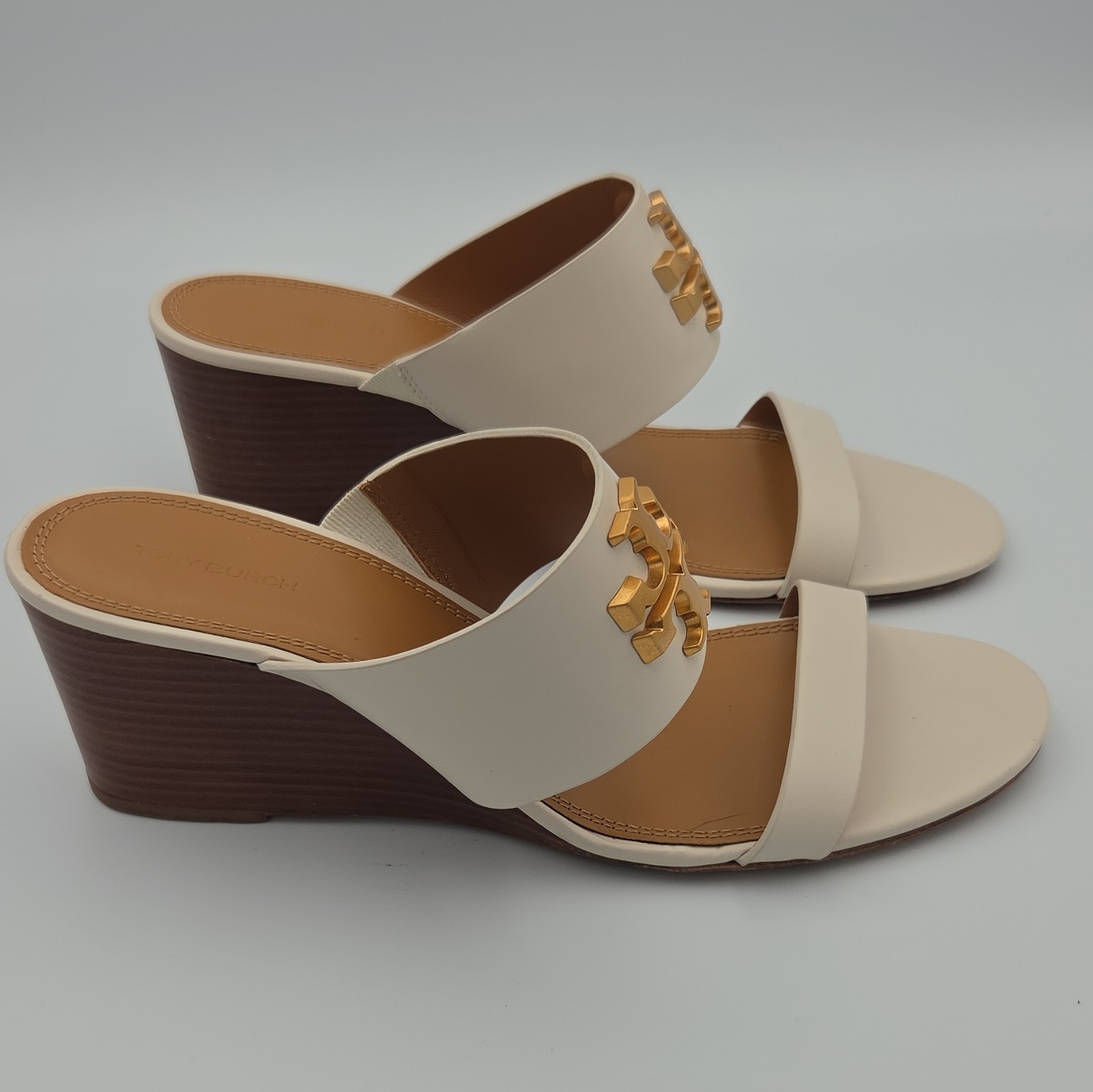 Tory Burch Ivory Leather Everly Wedge Comfort Women’s Size 11 M