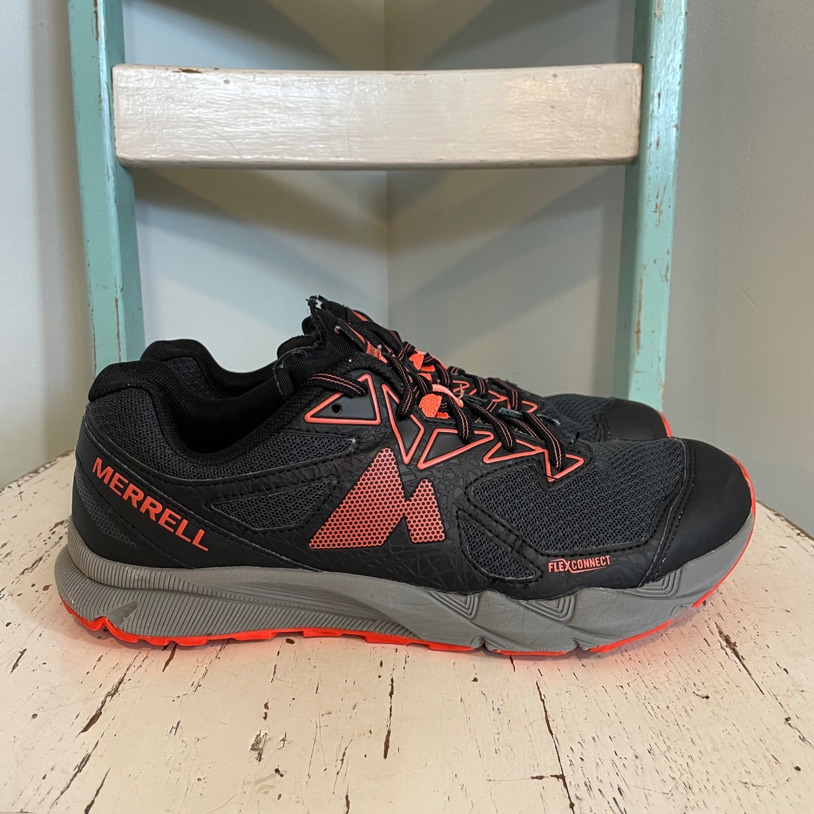 Merrell Agility Fusion Flex Womens Black Coral Trail Running Shoes J12574 Size 9