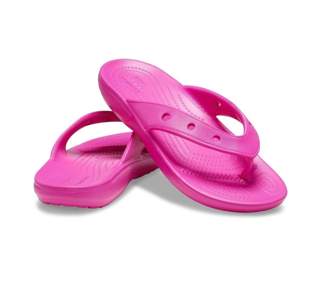 Crocs Womens Slippers Size W8/M6 Thong Flipflop, Hot Pink,New