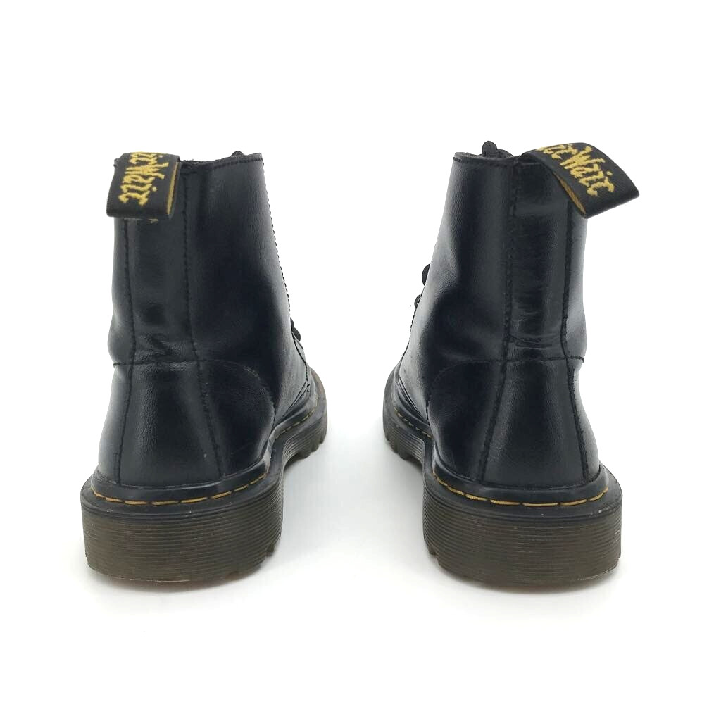 Dr. Martens Luana Combat Boot Black Leather Pull Tab Ankle Lace Up Women US 5 36