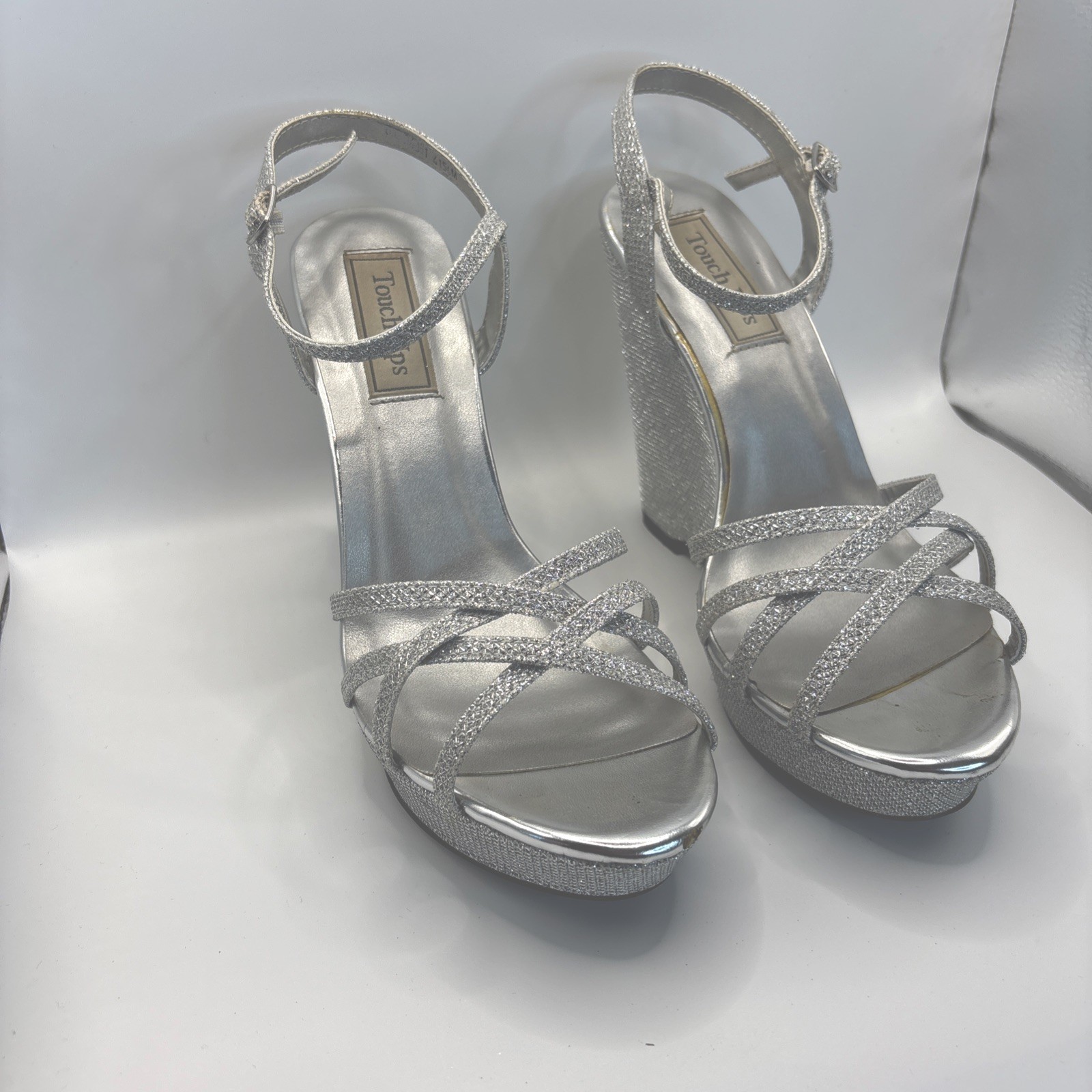 Touch Ups Size 8 Silver Wedge 4” Heel Special Occasion Model Jaden NIB