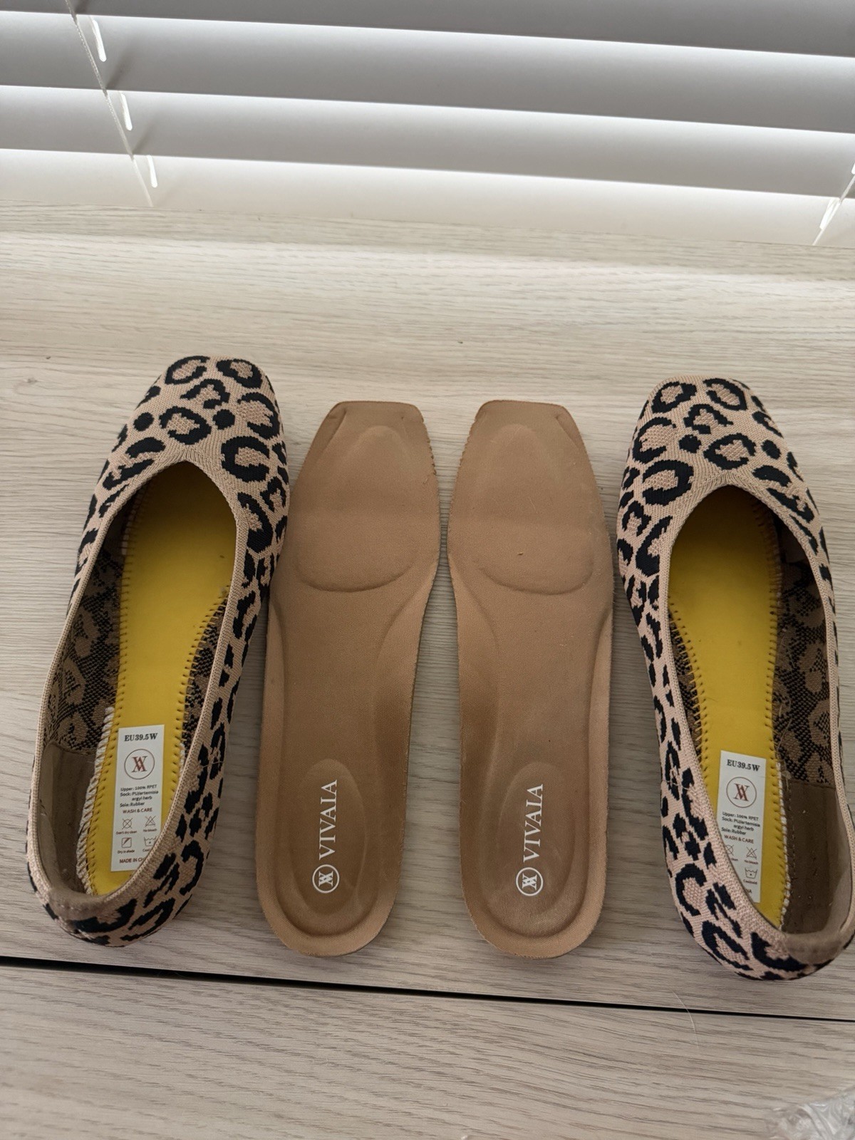 Vivaia Women’s Sz 39.5 MARGOT 2.0 Square Toe Flats Leopard Print Comfort Shoe