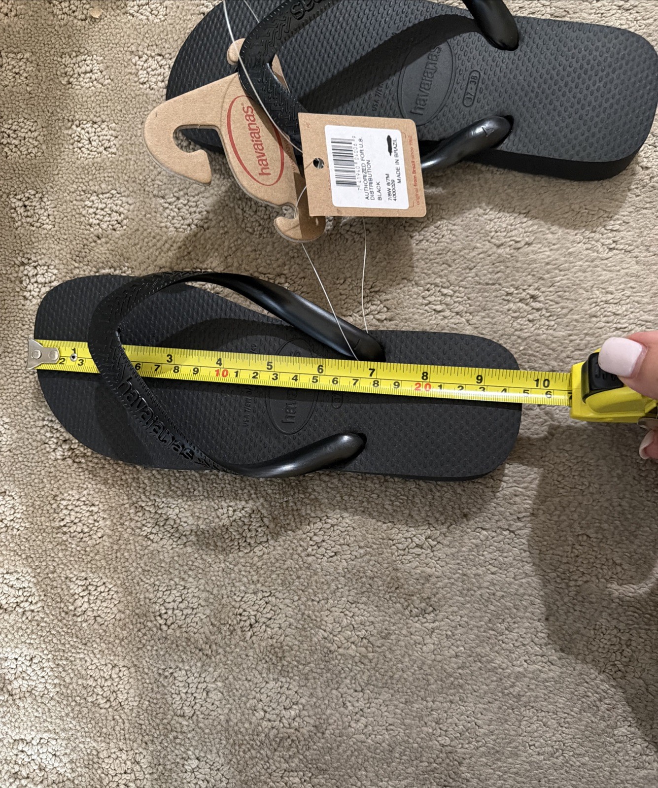 Havaianas Black Thong Flip Flop Slippers. Unisex. Size 7/8. NWT!