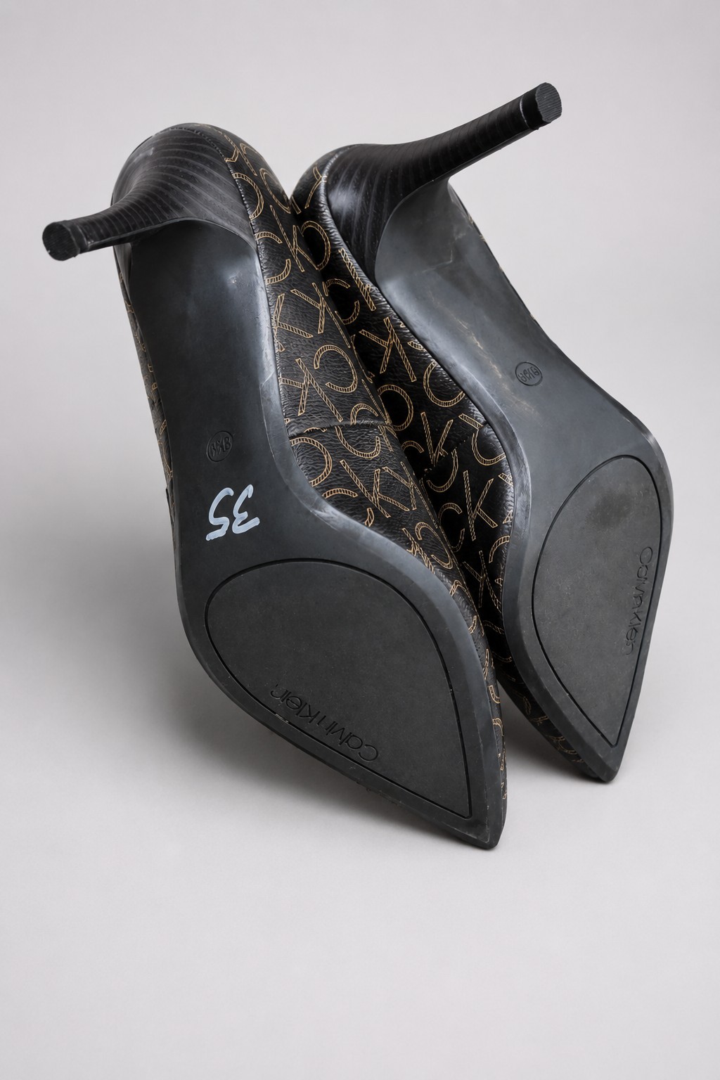 Calvin Klein Giana Brown CK Logo-Print Pointed Toe High Heel Pumps Size 8.5