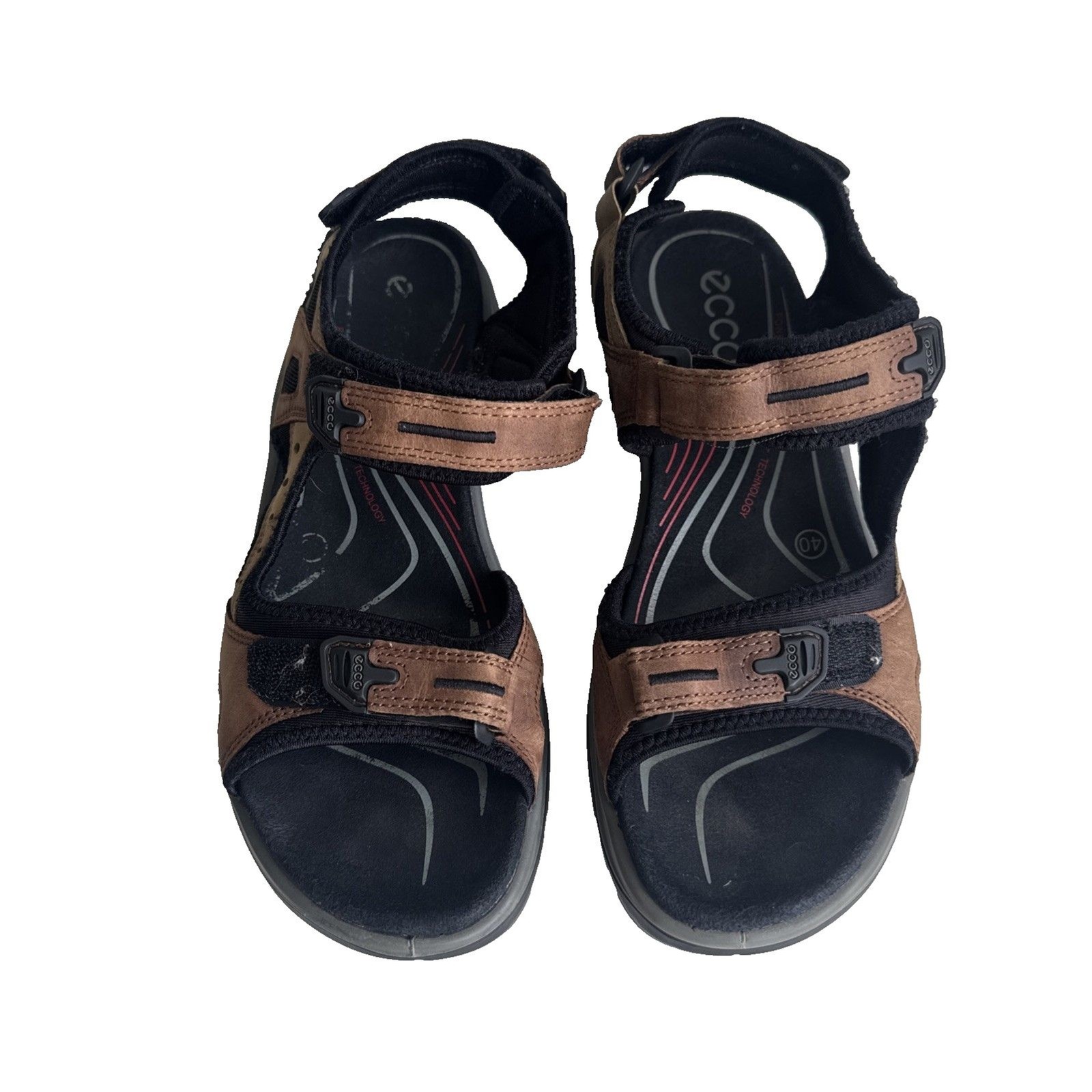 ECCO Yucatan Offroad Sandals Womens 9.5 Brown Black Hiking Walking Shoes