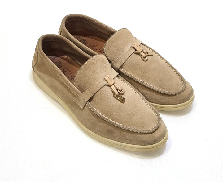 Loro Piana Beige Suede Summer Charms Walk Loafers Size EU 37 US 6.5