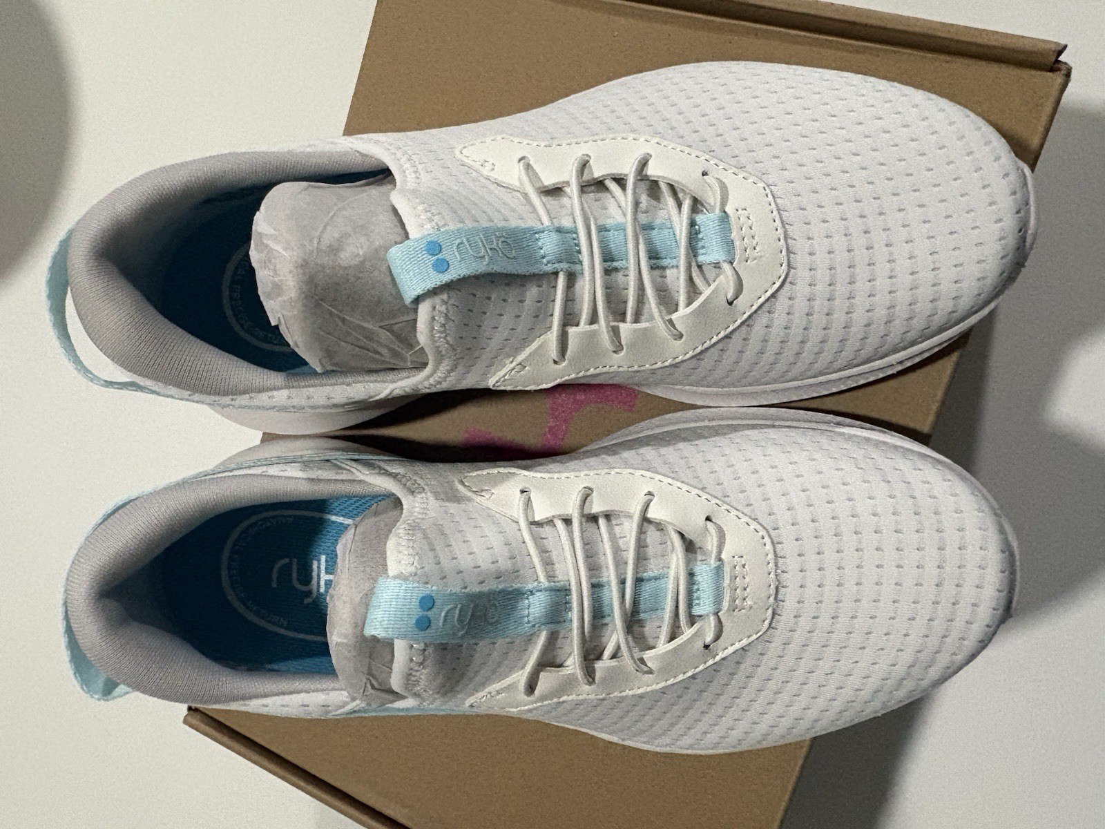 Ryka Ferocity Women’s White/Blue Knit Lace-Up Athletic Sneaker