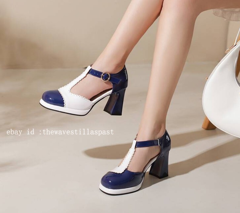 Chic Womens Color Splice Sandals Faux Leather T-strap Casual Dress Party Shoes