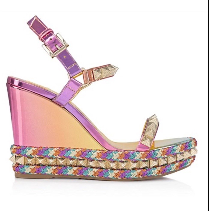 CHRISTAN LOUBOUTIN PYRACLOU 110 SPECCHIO BOREAL/LINING MULTI/LIN GOLD Sz 40’