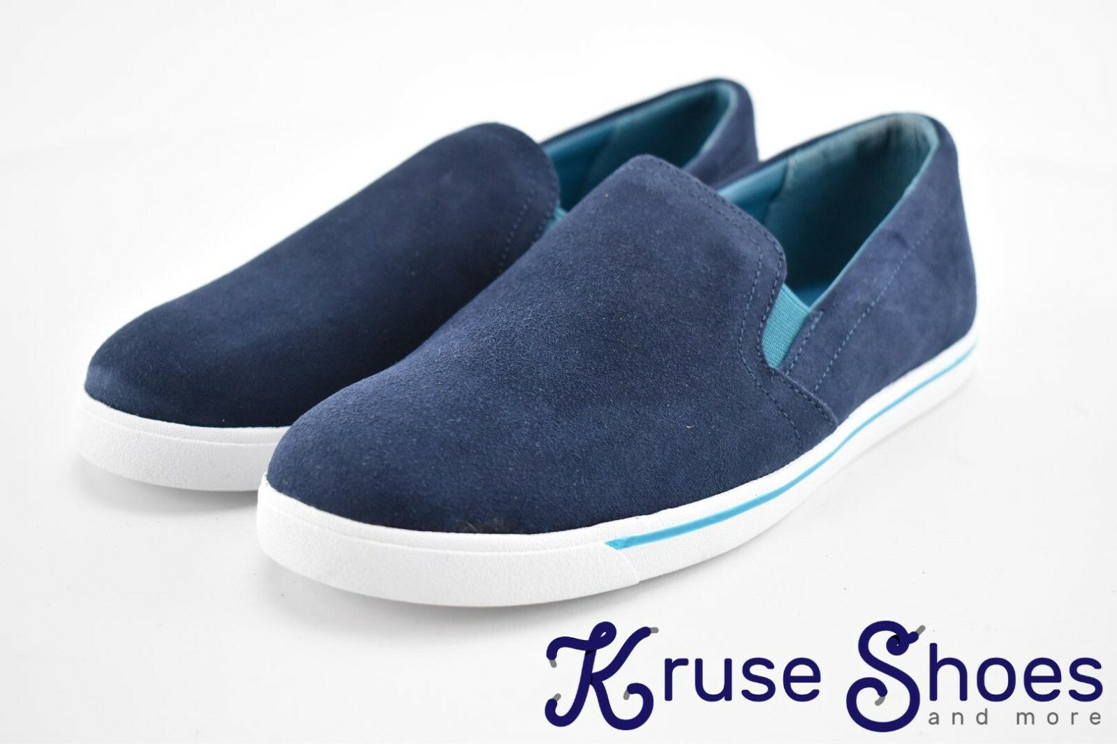 Lands’ End Women’s Canvas Leather Slip-On Sneakers «Deep Sea» Size 7B