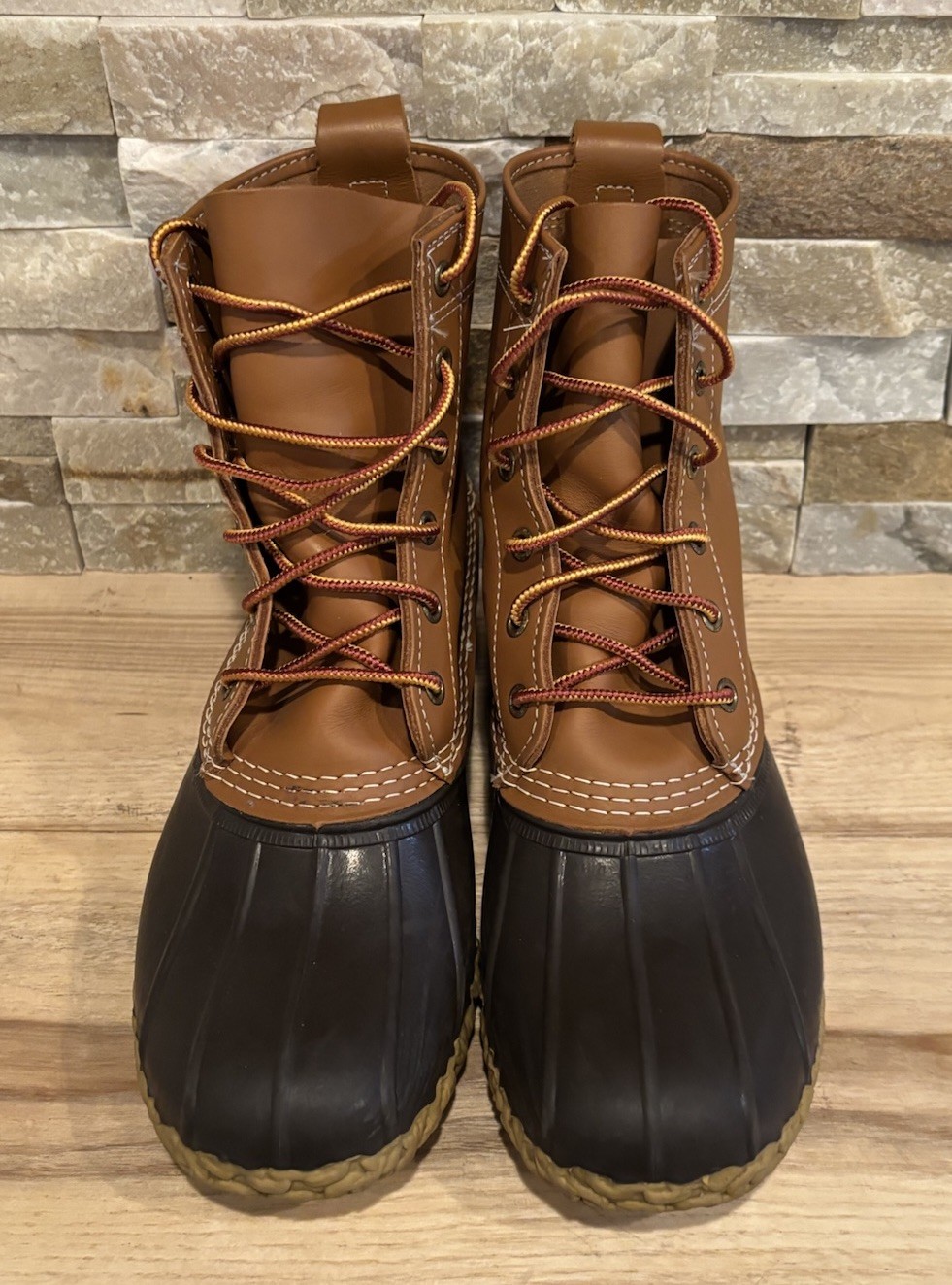 LL BEAN Boot Women’s Waterproof Duck Size 9 Brown 8″ Leather USA Made Nice Con