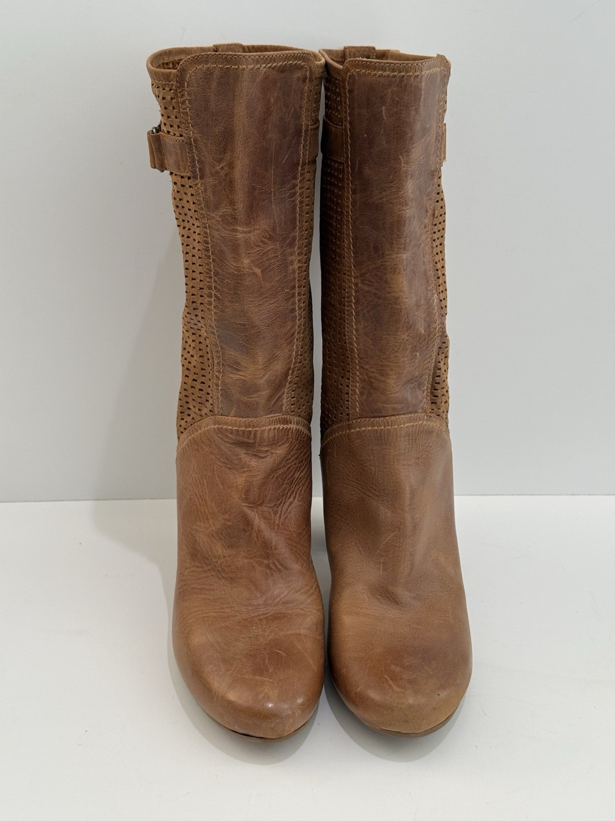 Aquatalia Italian L Brown Leather Heeled Boots -8.5/