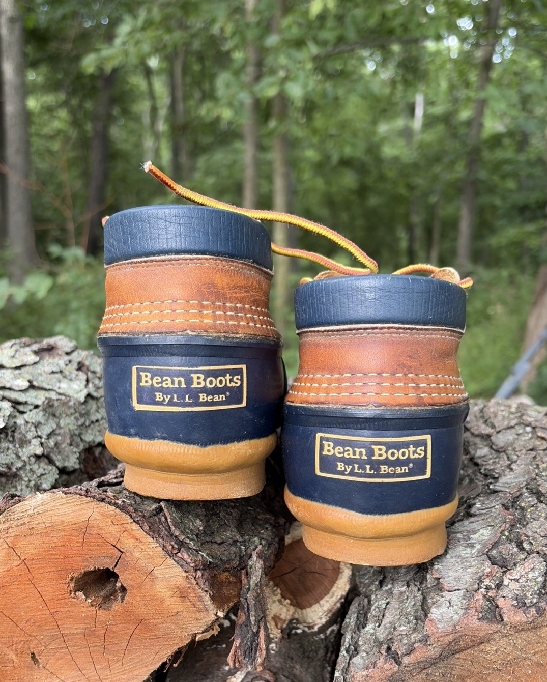 L. L. BEAN Duck Boots Women Low Top Rubber Rain Garden Hunting Blue Tan 8 VTG
