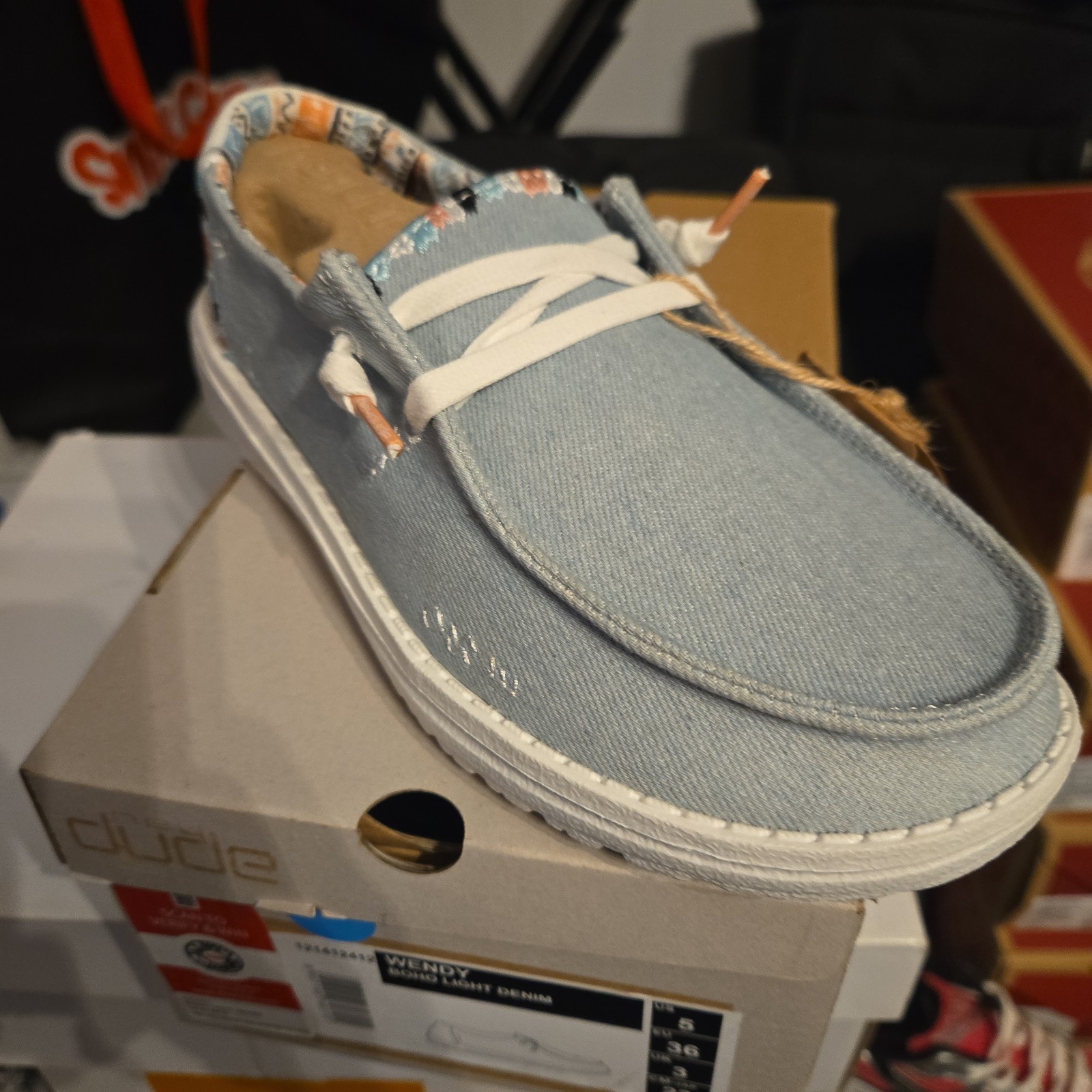Hey Dude Wendy Boho Light Denim US Women’s 5 – EU 36 New W Box