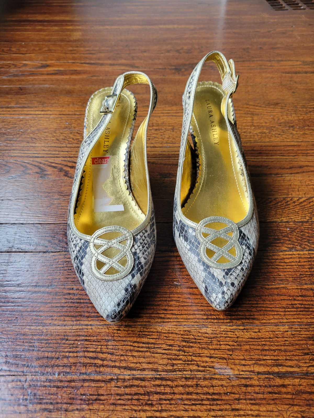 Laura Ashley Sneak Print Women’s Slingback Heels Sz USA 10B Business Casual