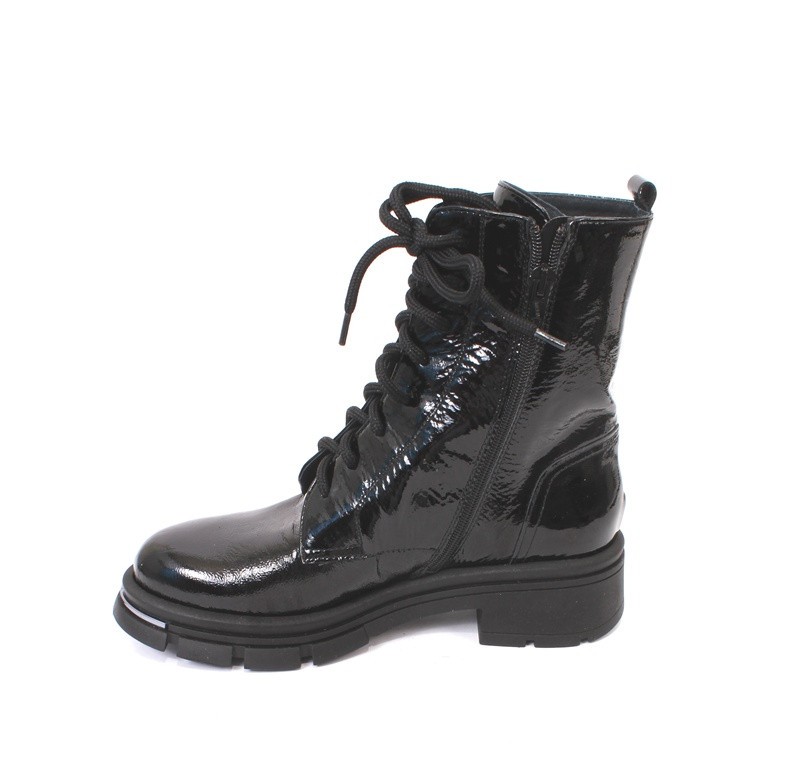 Vernissage 48239b Black Patent Leather Zip-Up Lace-Up Ankle Boots 41 / US 11