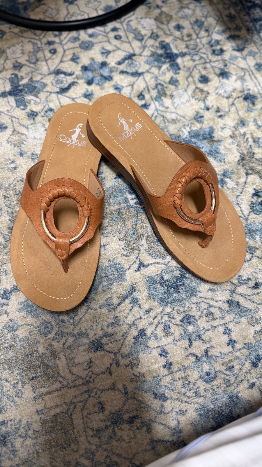 Corkys Ring My Bell Women’s Tan Thong Sandals in Cognac Sz 6
