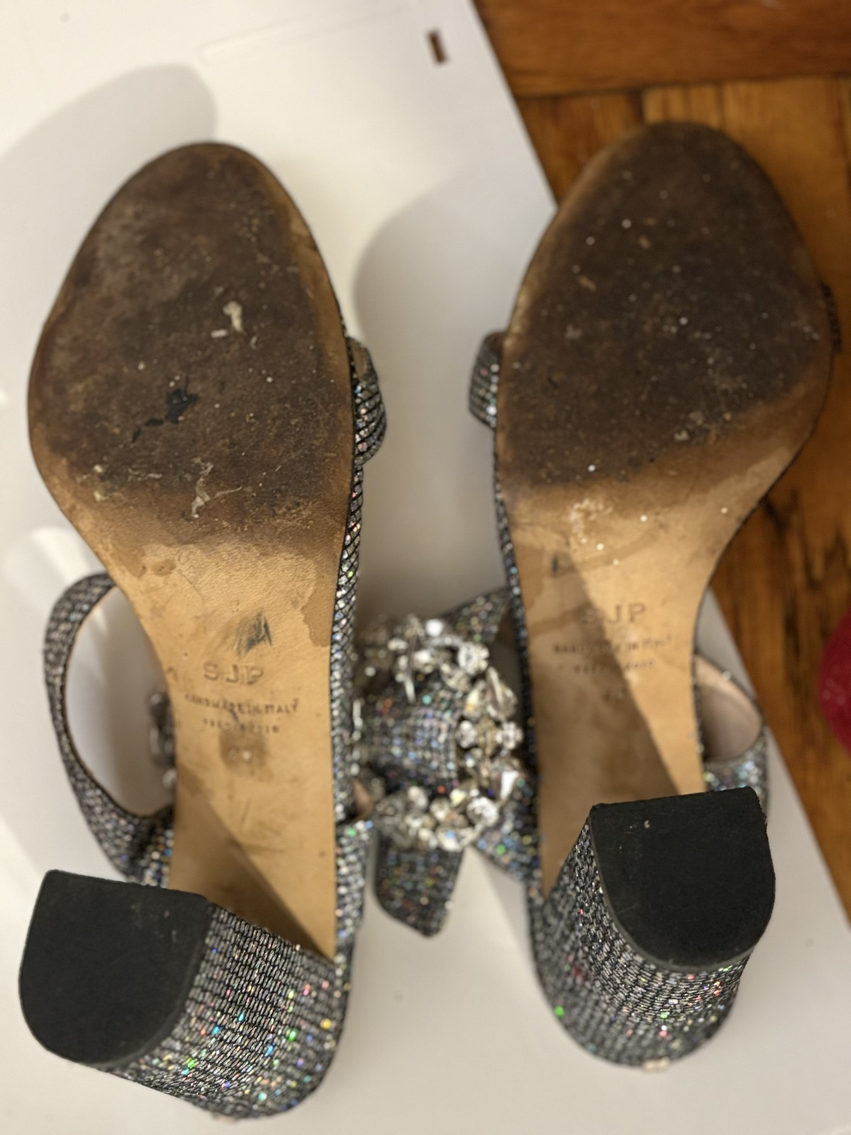 SJP Sarah Jessica Parker Celine Embellished Sparkle Buckle Pumps 10