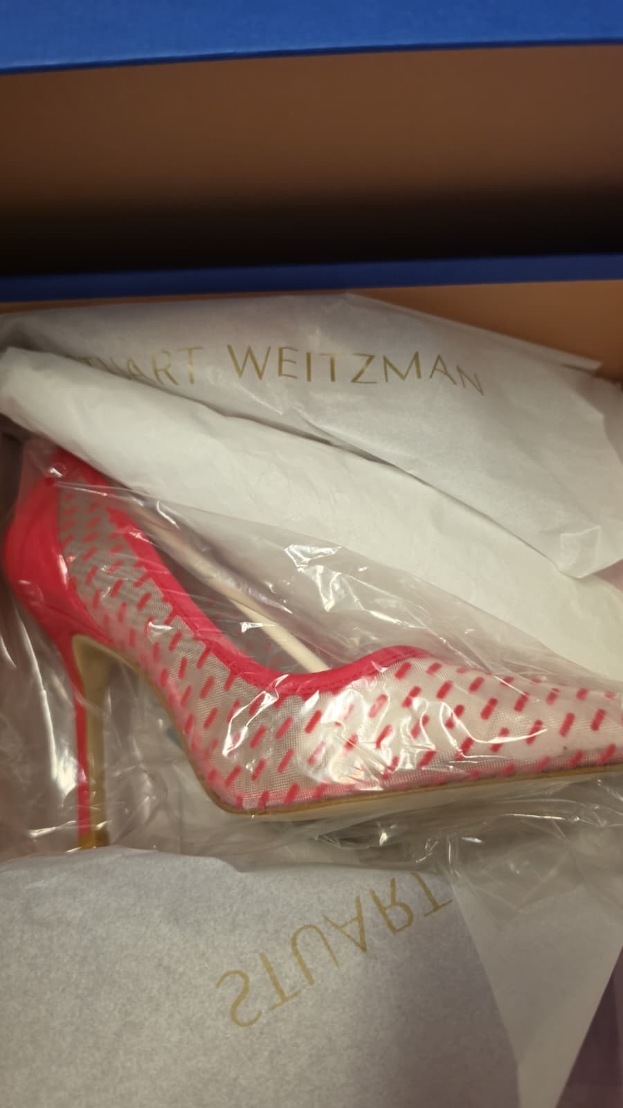 Stuart Weitzman Womens Tasha Pumps Heels Pink Dash Mesh Brand New in Box