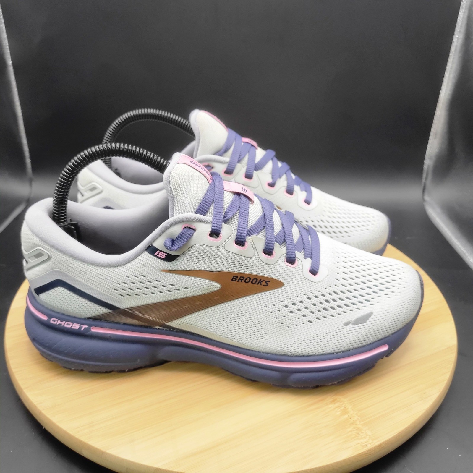 Brooks Ghost 15 Womens 7.5 Wide Grey Purple Running Shoes 1203801D492
