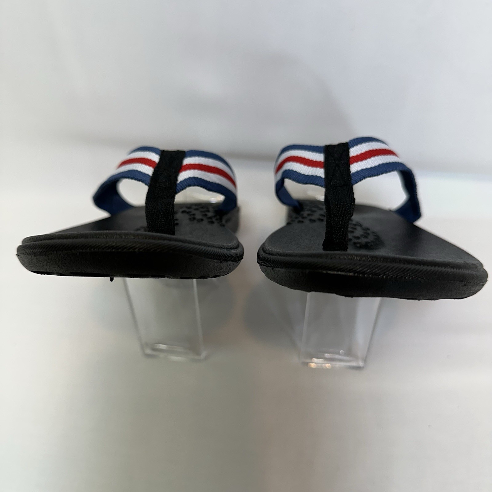 Okabashi Women’s L (9-10) Flip Flops Patriotic USA Red White Blue Comfort
