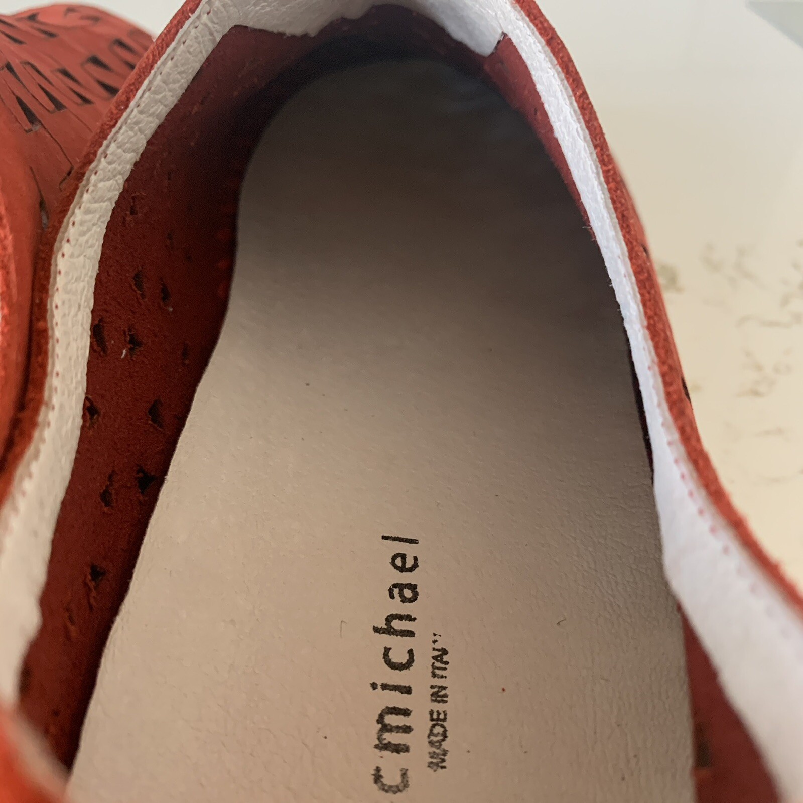 Eric Michael Red Inez Nubuk Leather Shoes Womens 9.5 EU 41 Cutout Slip On Flats