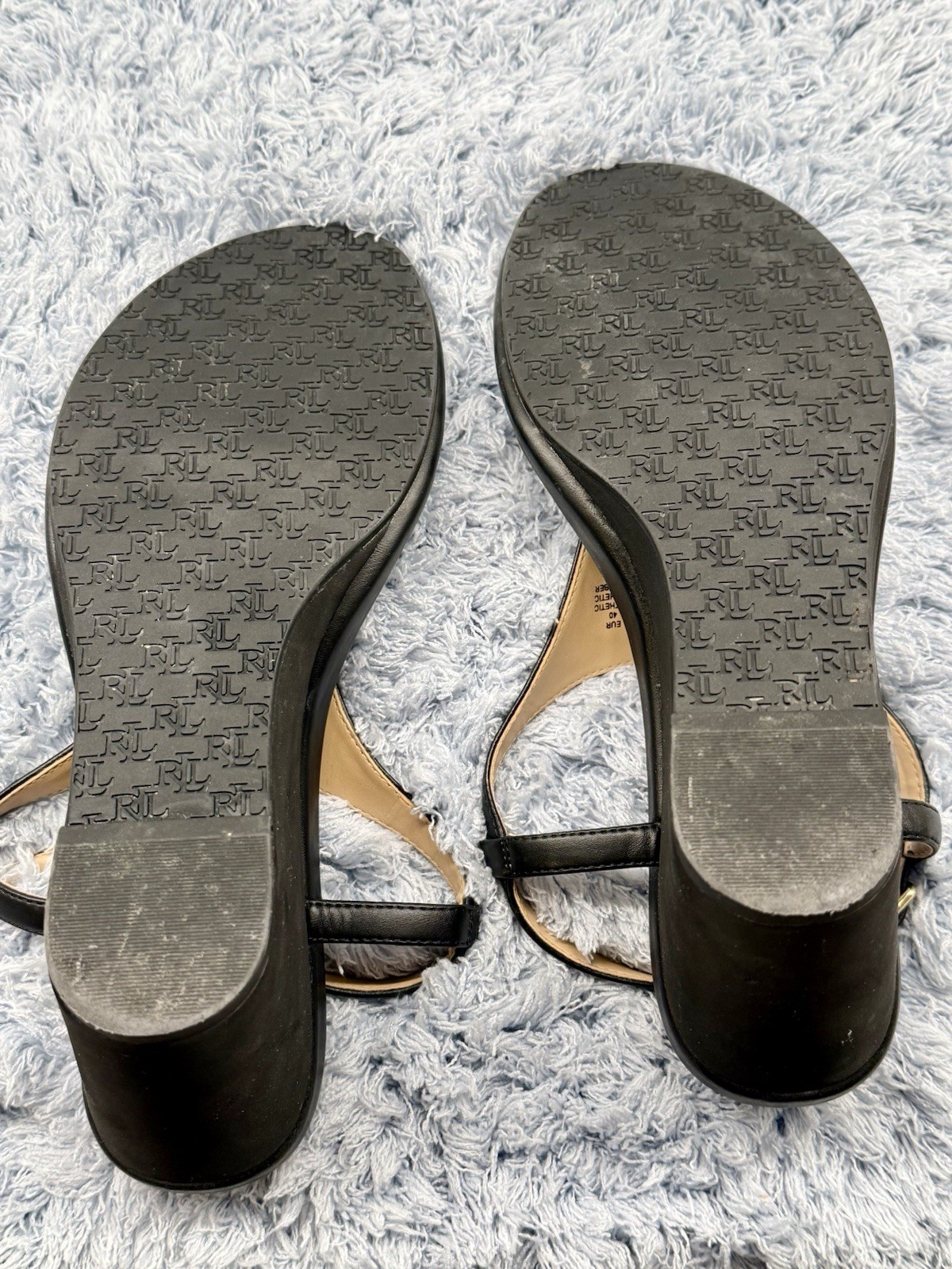 Ralph Lauren Woman’s Black Jeannie 3 Inch Heel Wedge Thong Sandal – Size 8.5