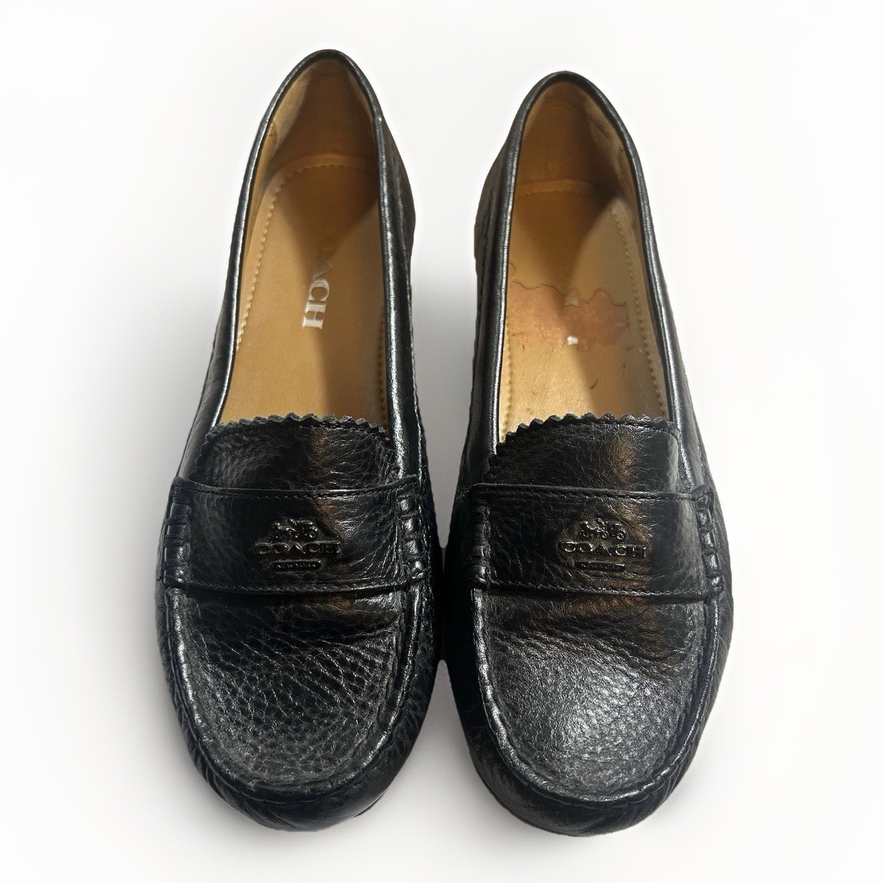 Coach Odette Black Leather Slip-on Loafers 6B Women’s Flat Driving Shoes Classic