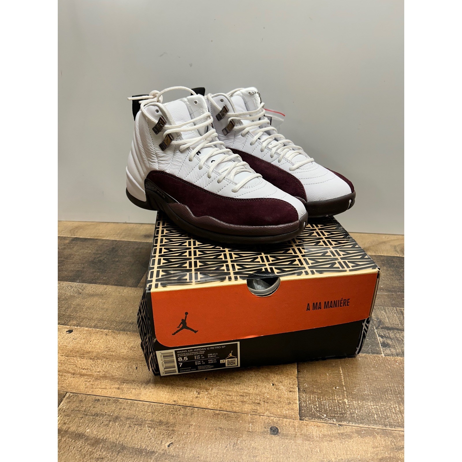 Jordan 12 Retro SP A Ma Maniére Burgundy Crush White DV0702 110 Women 8.5 Men 7