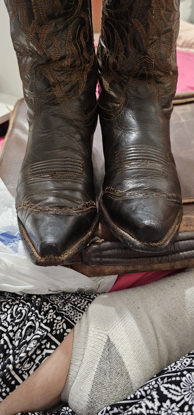 Tony Lama VF6009 Vaquero Sierra Goldrush Wingtip Snip Toe Boots Women’s 7.5 B