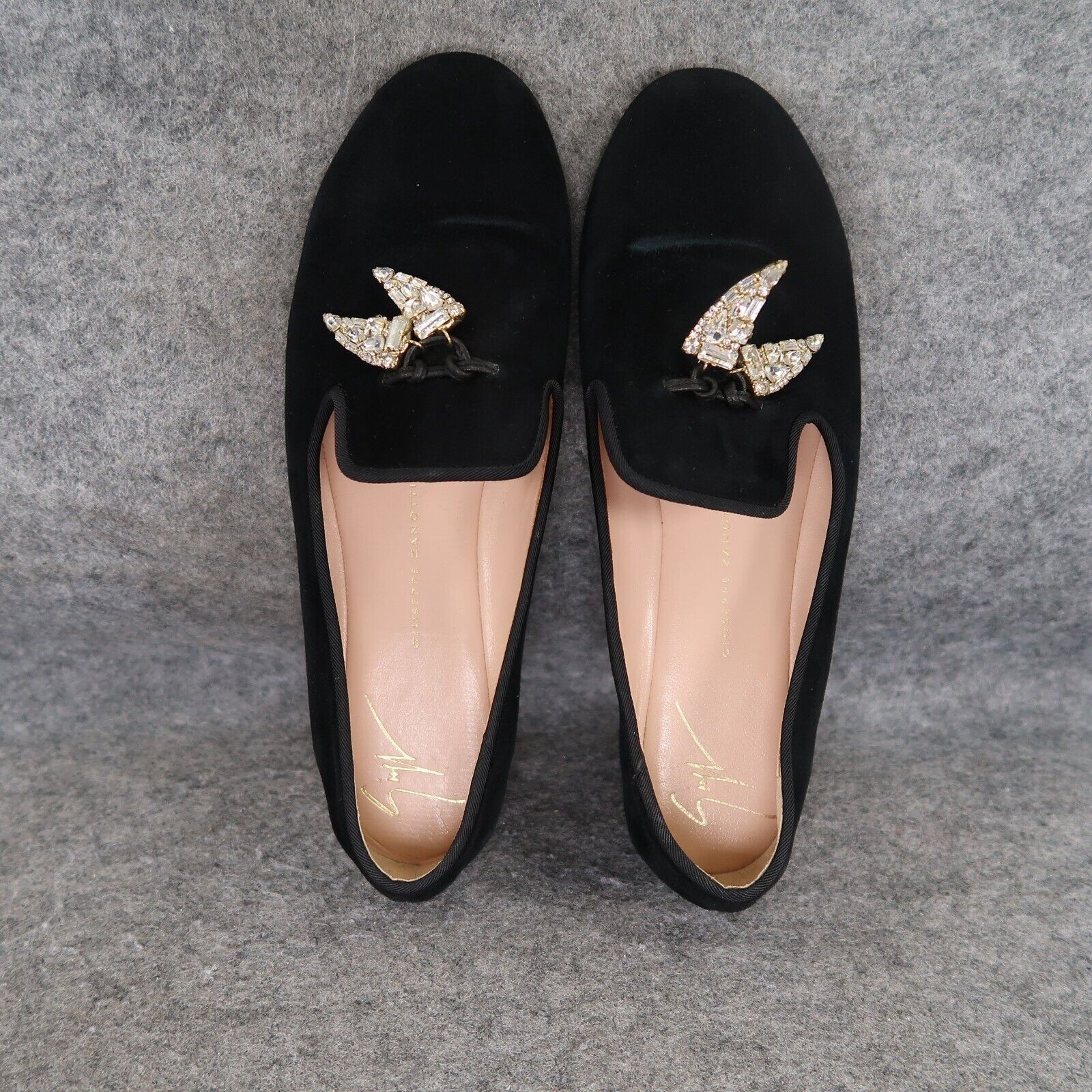 Giuseppe Zanotti Shoes Women 36 Slipper Loafer Shark Crystal Charm Fashion Black