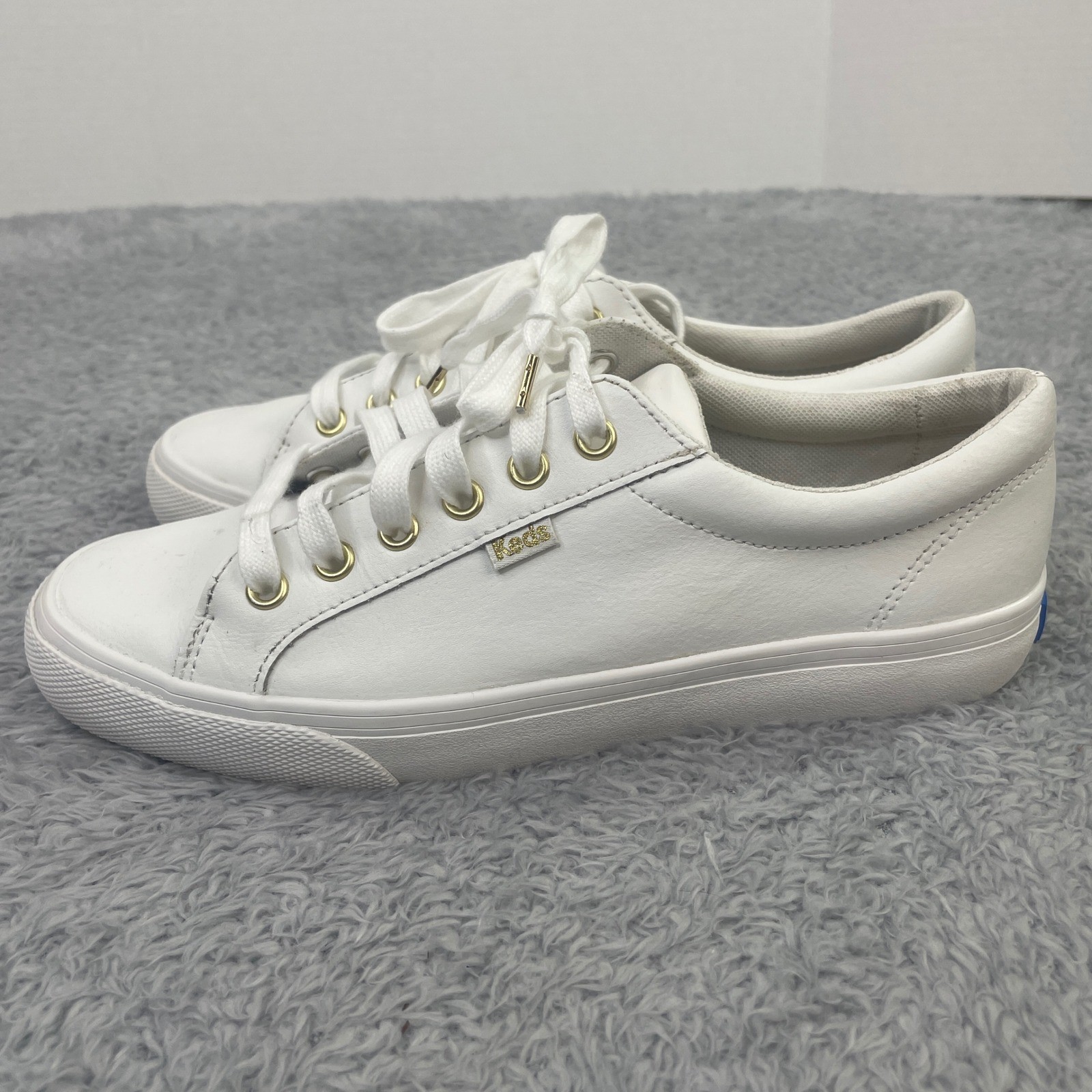 Keds Jump Kick Sneakers Womens 9 White Leather Gold Hardware WH63681