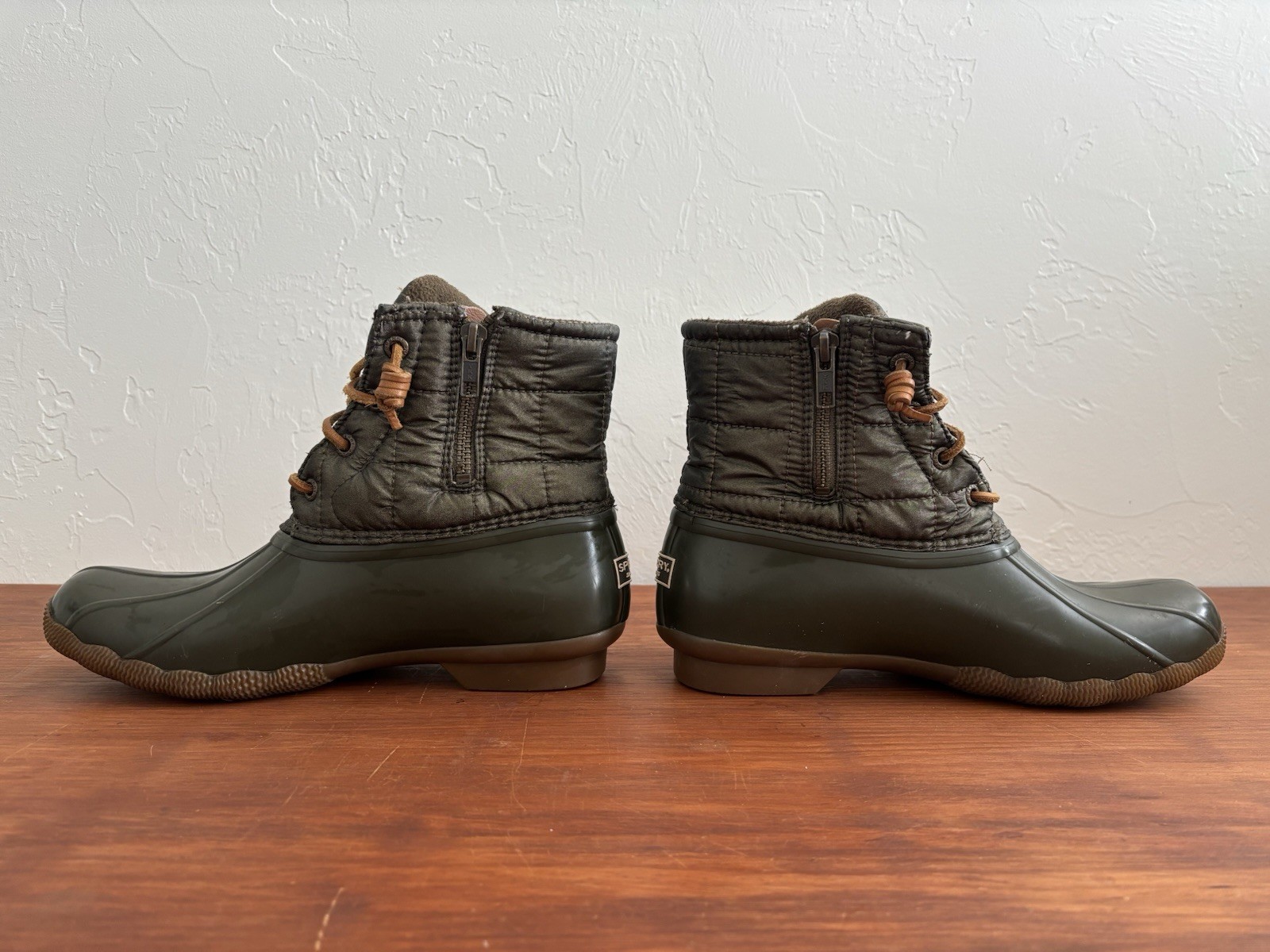 Sperry Topsider Women’s Size 7 Saltwater Duck Boots Olive Waterproof STS80753