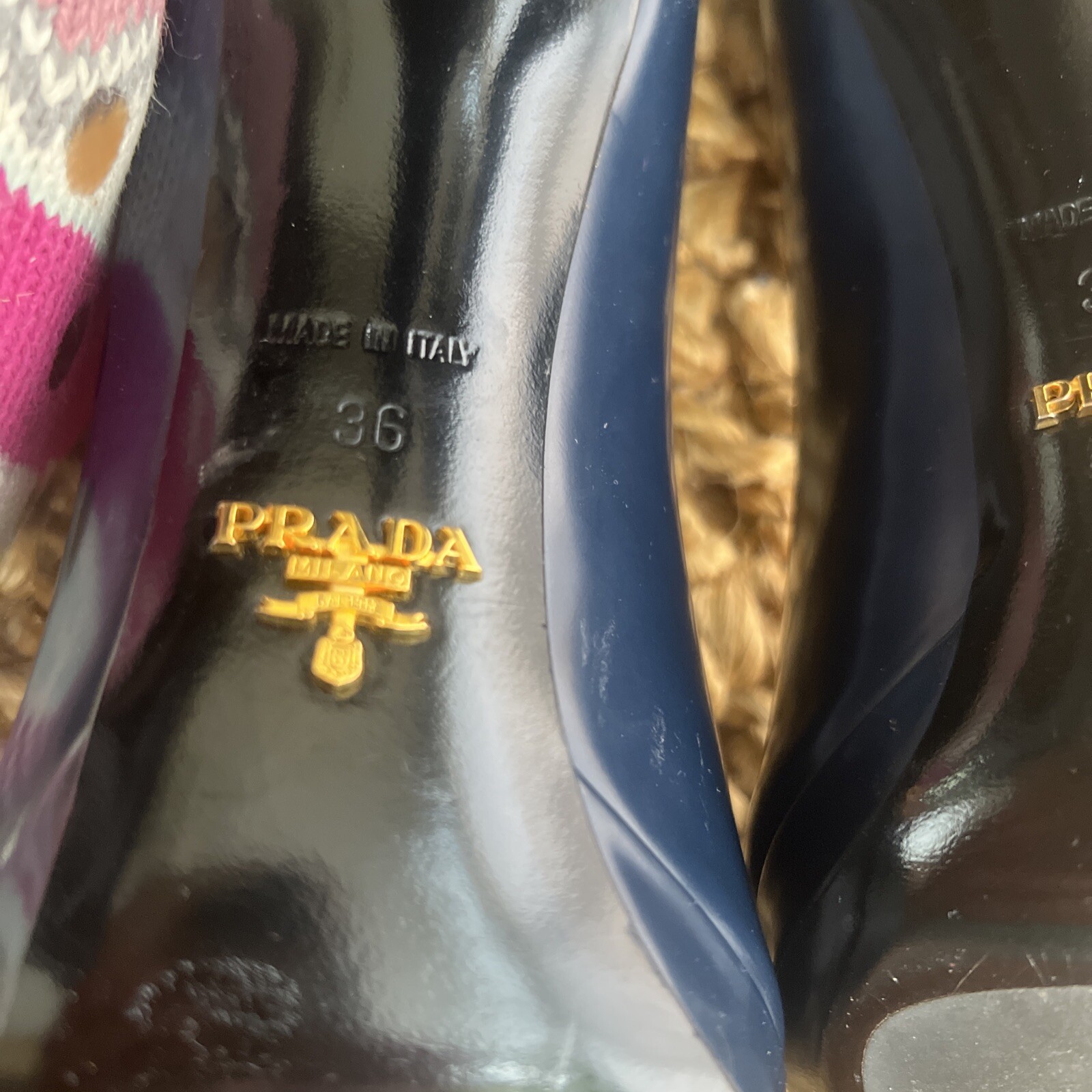 New AUTHENTIC PRADA SAFFIANO PUMPS SHOES ROYAL Dark Blue US 6.5 EU R 36.5 L 36
