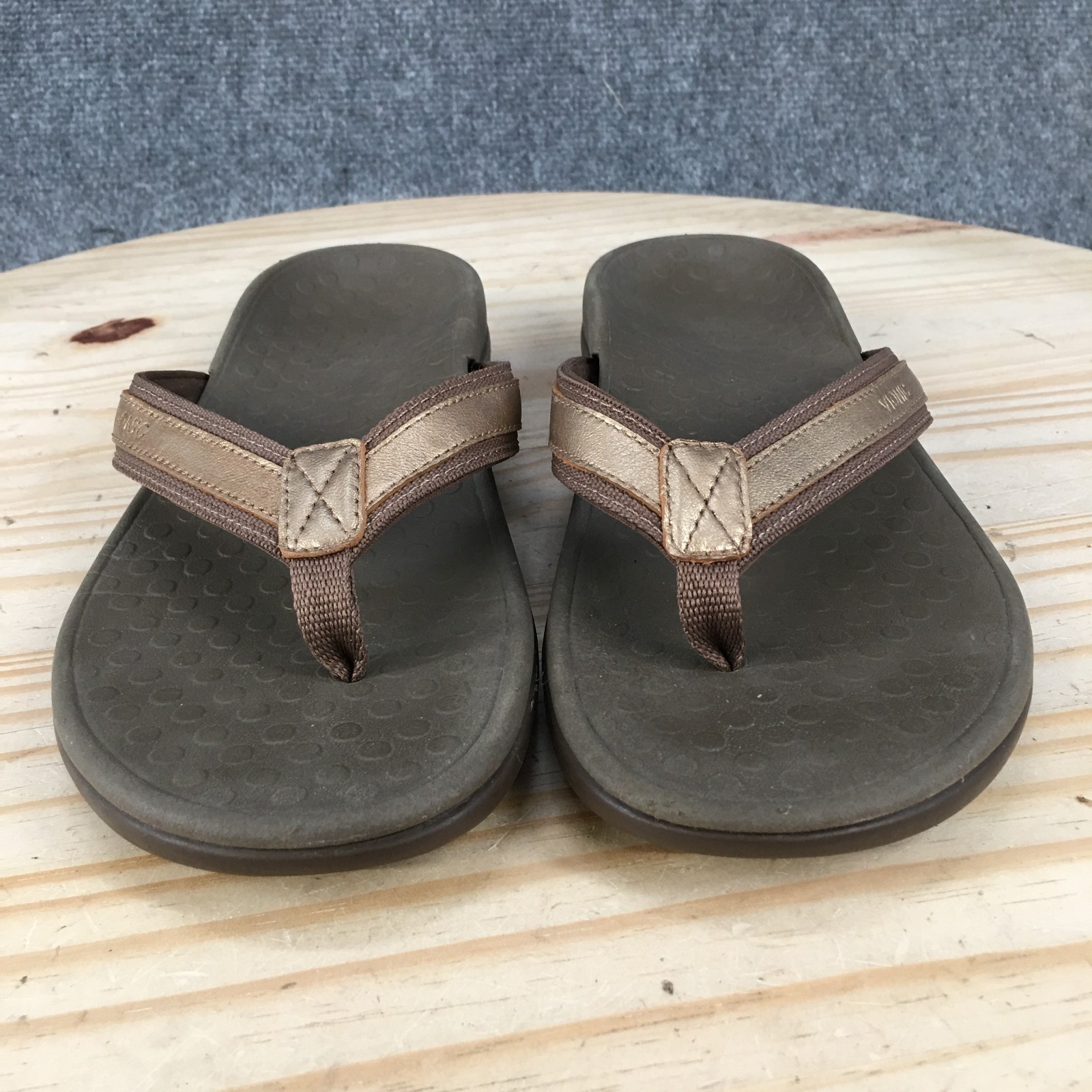 Vionic Sandals Womens 9 Tide II Orthotic Flip Flop Comfort Casual Bronze Brown