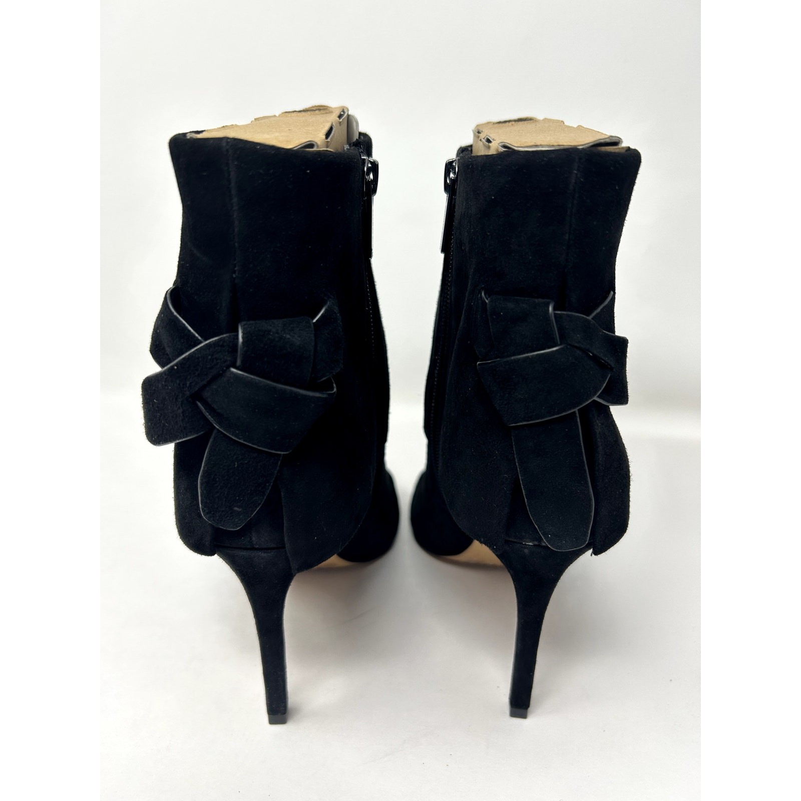Vince Camuto Womens Camesha Suede Peep Toe Booties Shoes Black 7.5 Medium (B,M)