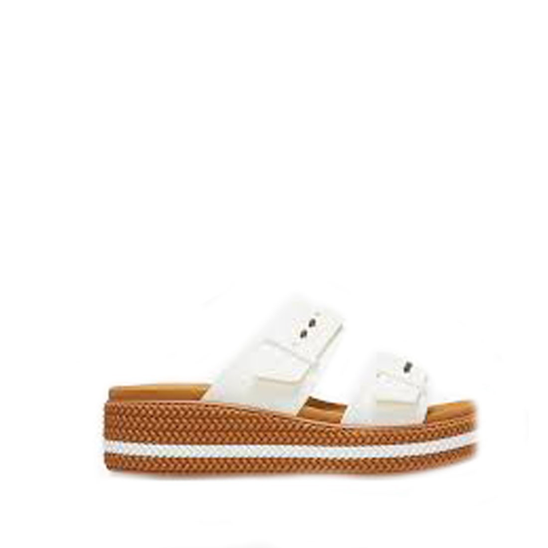 Crocs Brooklyn Woven Buckle Chalk White Platform Sandals Wedges Women 209978-OWV