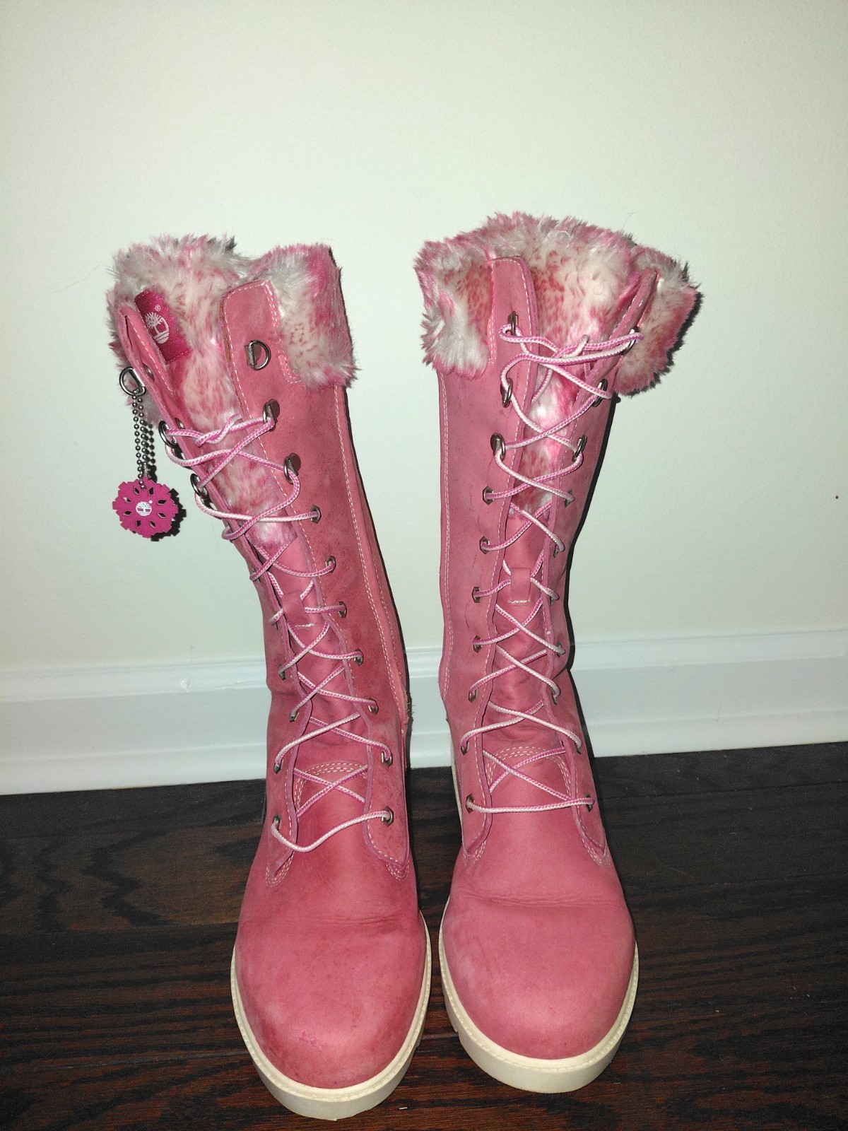 Authentic TIMBERLAND BOOTS 20999M WOMAN PINK LEATHER WINTER SNOW SIZE 6.5US/39E