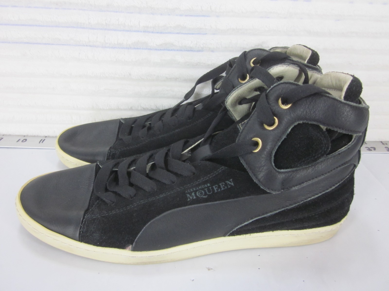 PUMA Alexander Mcqueen Womens size 9 US High-top Fashion Sneakers Black Leather