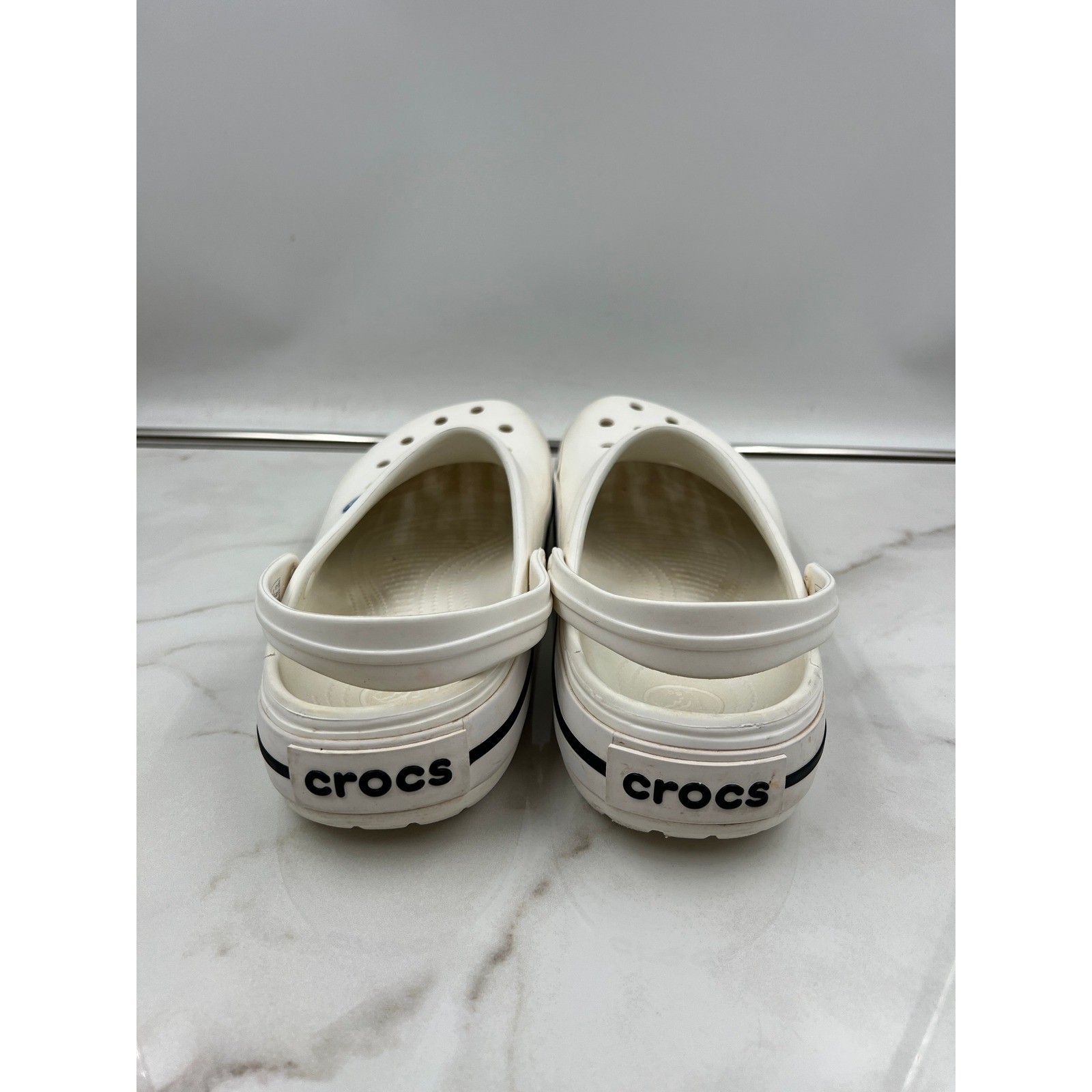Crocs Crocband Clog White Black Stripe 11016-100 Mens Size M11