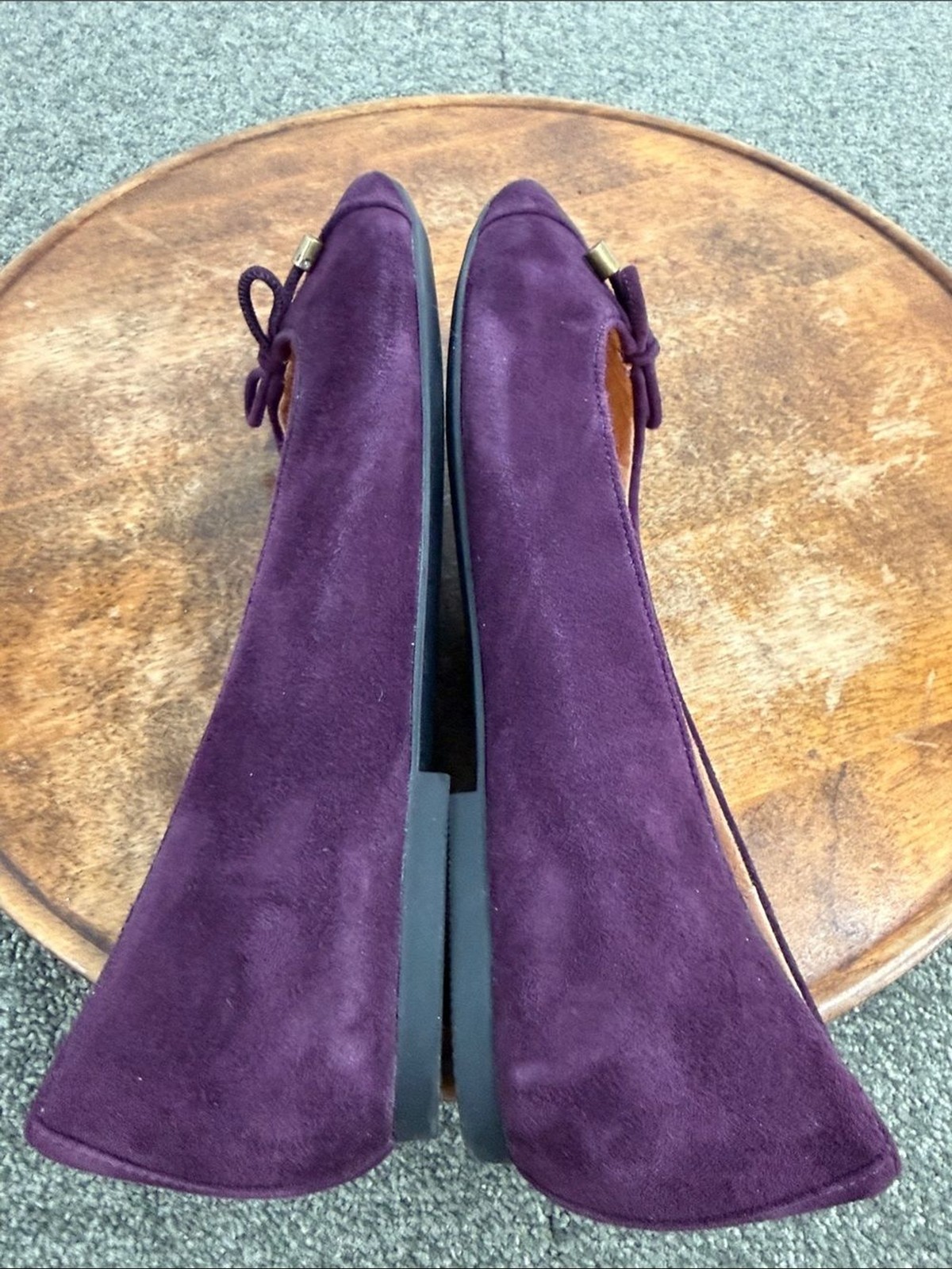 Vionic Shoes Wm 9 Klara Plum Purple Suede Ballet Flats Bow Tie Pretty Classic