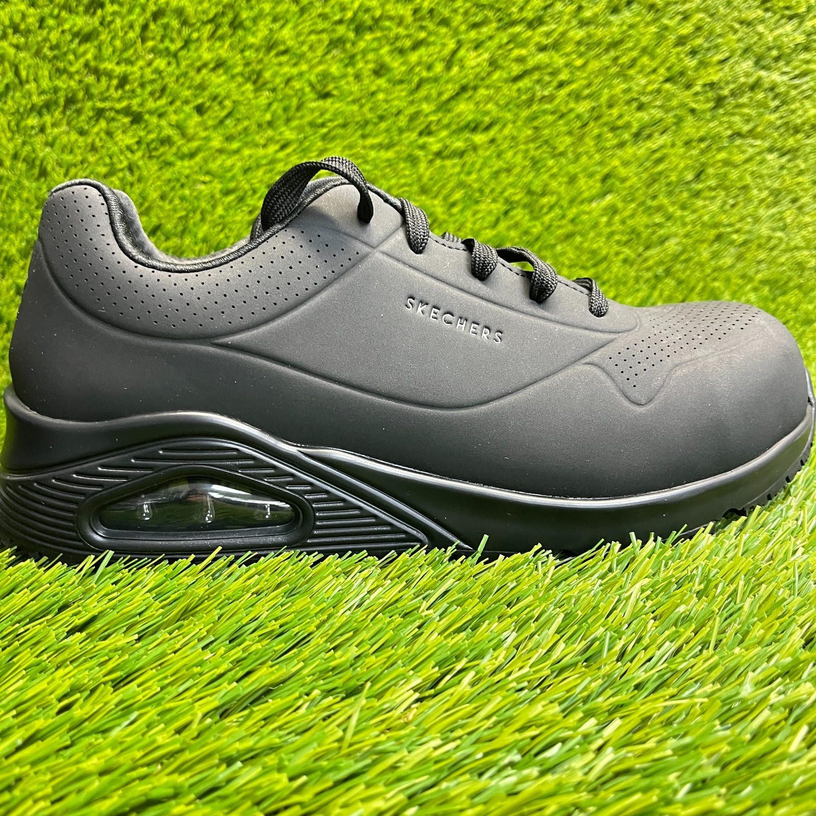 Skechers Uno SR Deloney Womens Size 7.5D Black Composite Toe Safety Work Shoes