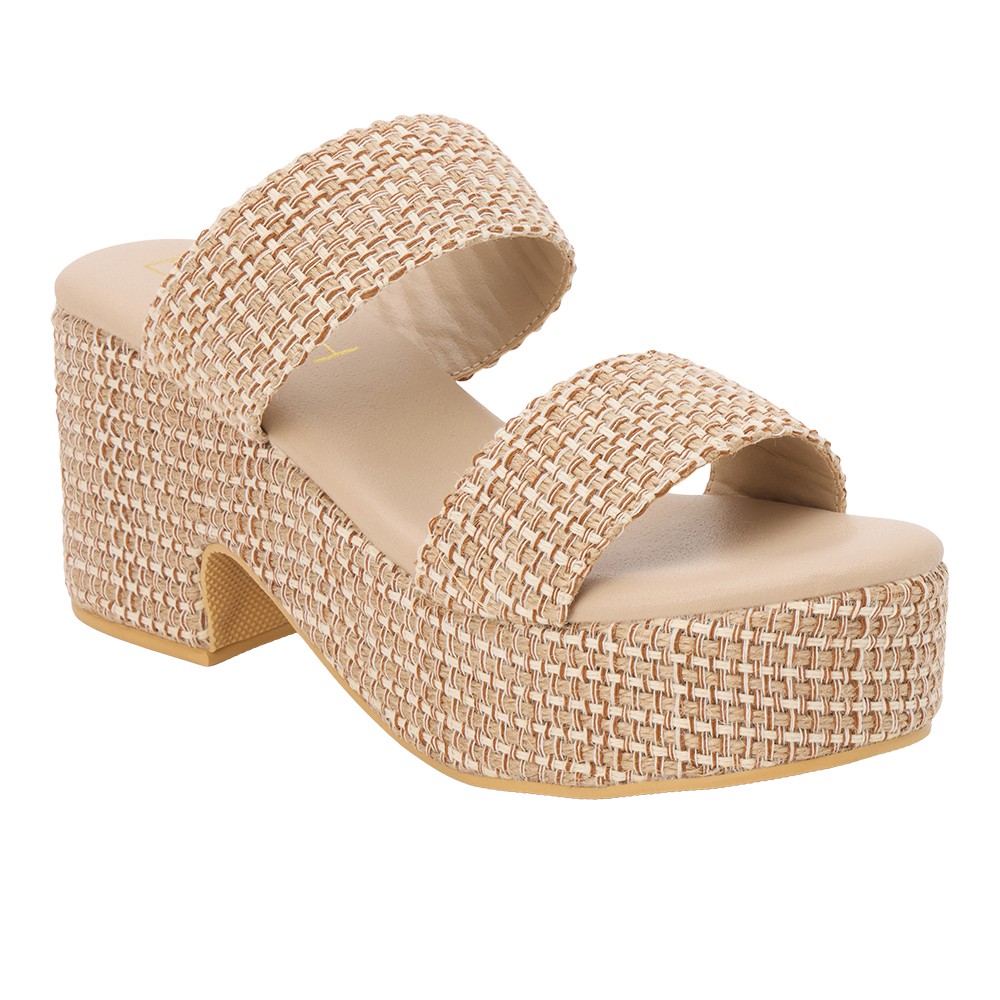 BEACH by Matisse Ocean Ave Platform Block Heels Womens Beige Casual Sandals OCE