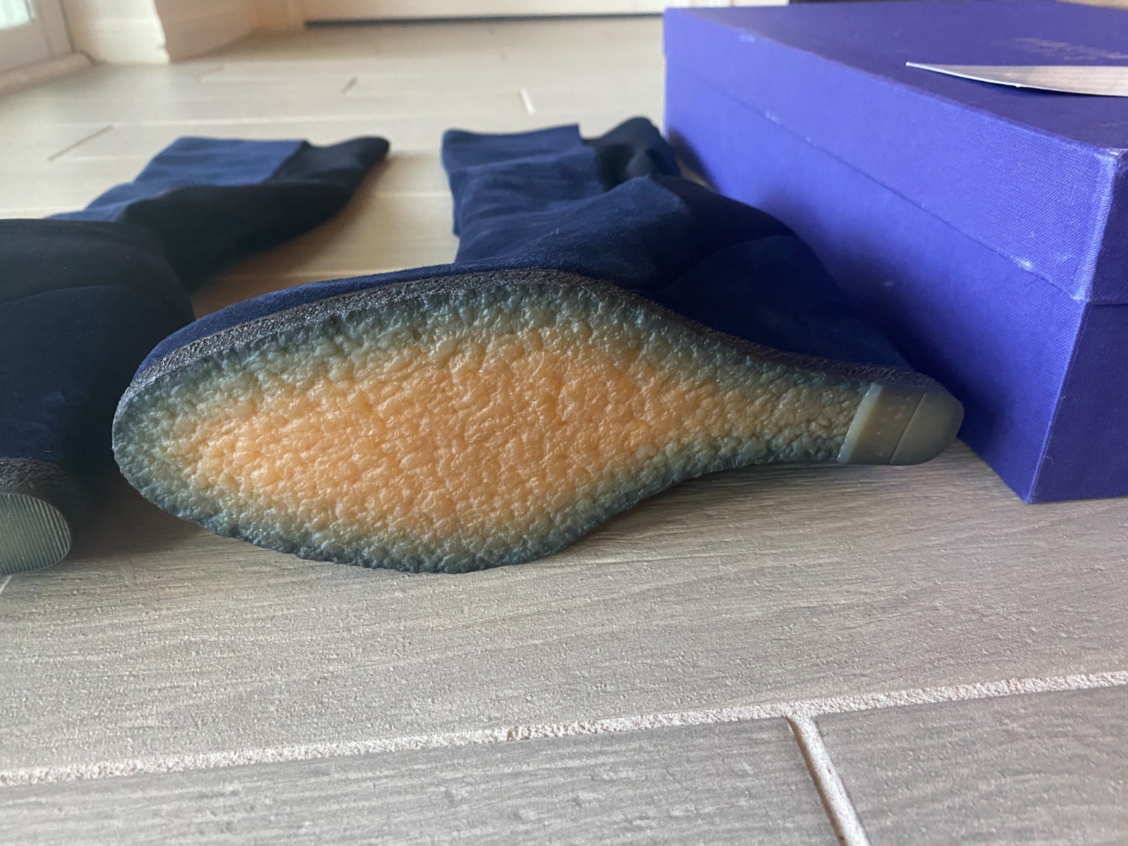 Stuart Weitzman Demiswoon Comfort Blue Suede Wedge Over The Knee Boots 8.5 M NIB