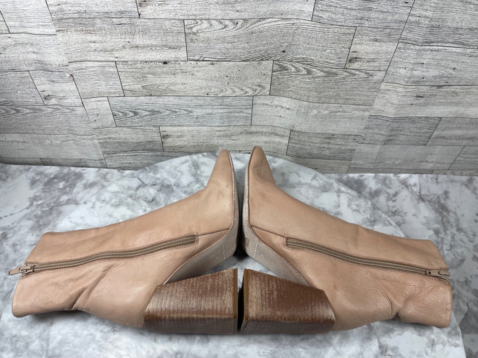 Free People x Farylrobin Marley Boots Women 8.5M Shoe Brown Leather Block Square