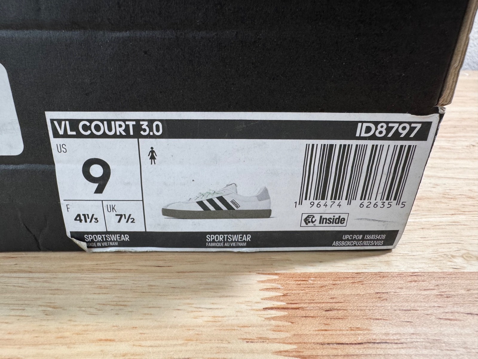 Adidas Women’s VL Court 3.0 Sneakers Size 9 Classic Low Top Shoes ID8797