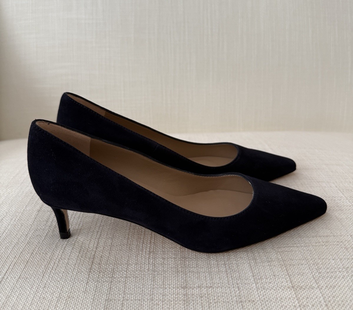 L K Bennett Ava Navy Suede Leather Heels Shoes Size 36 NEW WITH BOX
