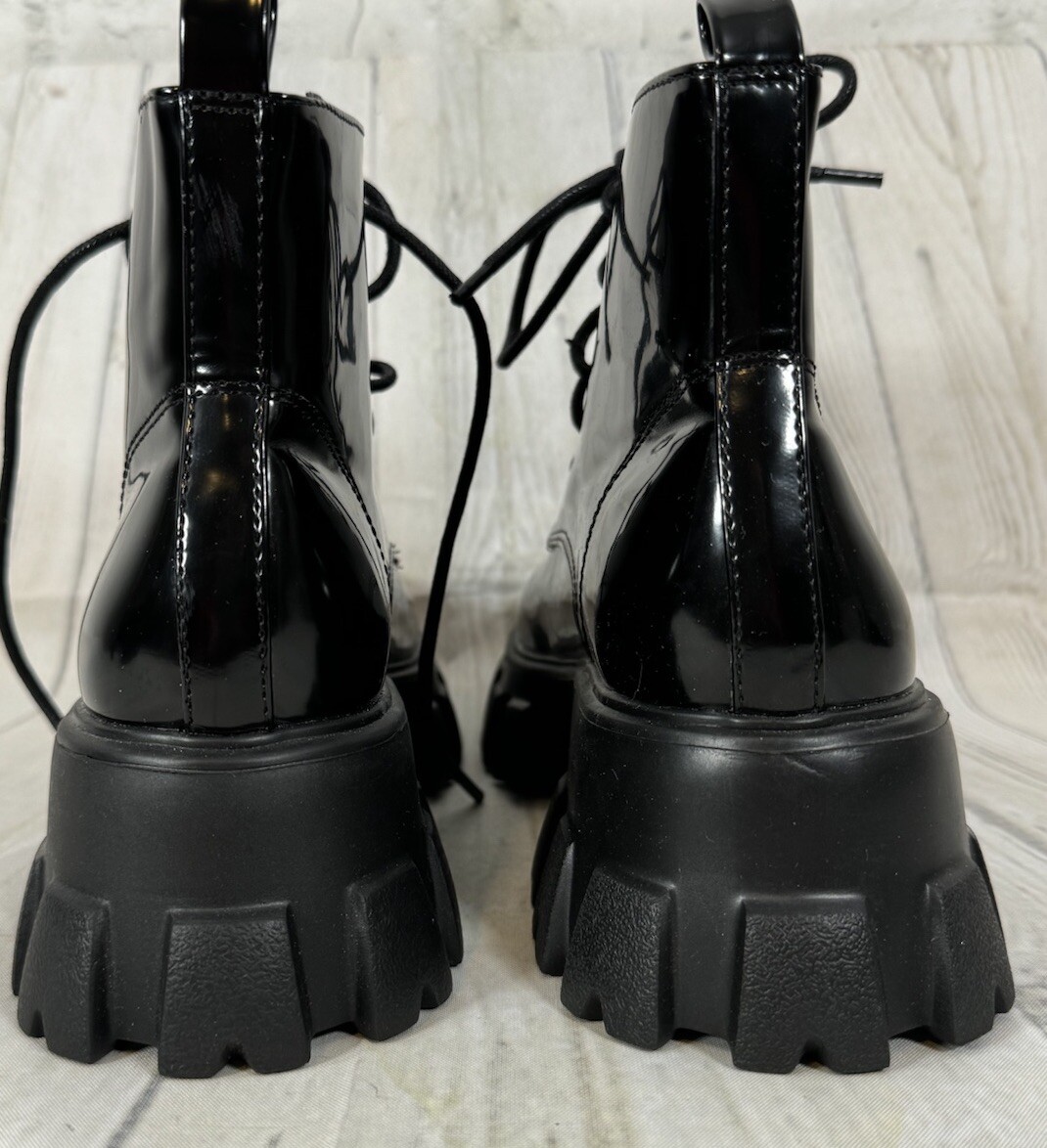 Princess Polly Women Combat Boot Black 7 Chunky Y2K Grunge Goth Metal Punk